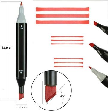 MAQETARA Products Filzstift 60 Farben Filzstifte Set Dual Pen Twin Marker Stifte für Kinder, Malstifte für Kinder, Brush Pen, Permanent Marker inkl. Tragetasche