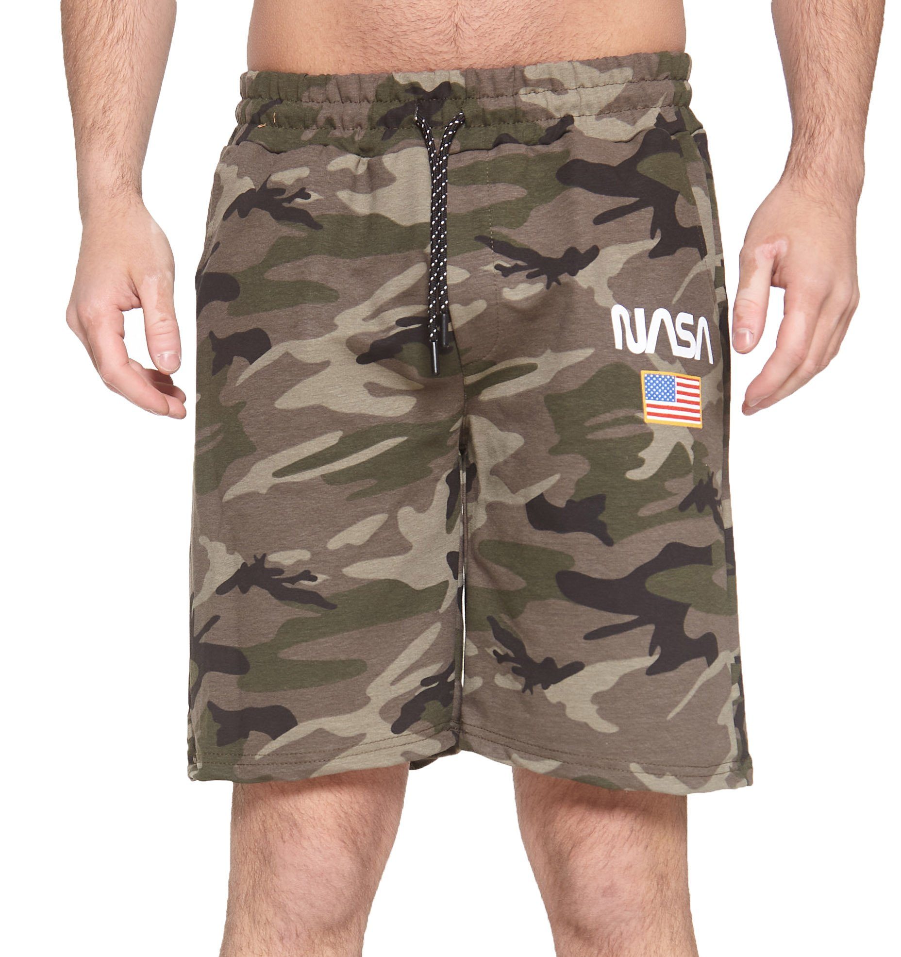 John Kayna Shorts Herren Short Camouflage Jogging Hose Jogger Street (Kurze Hose Bermudas Sweatpants, 1-tlg., im modischem Design) Fitness Freizeit Casual Camo Oliv