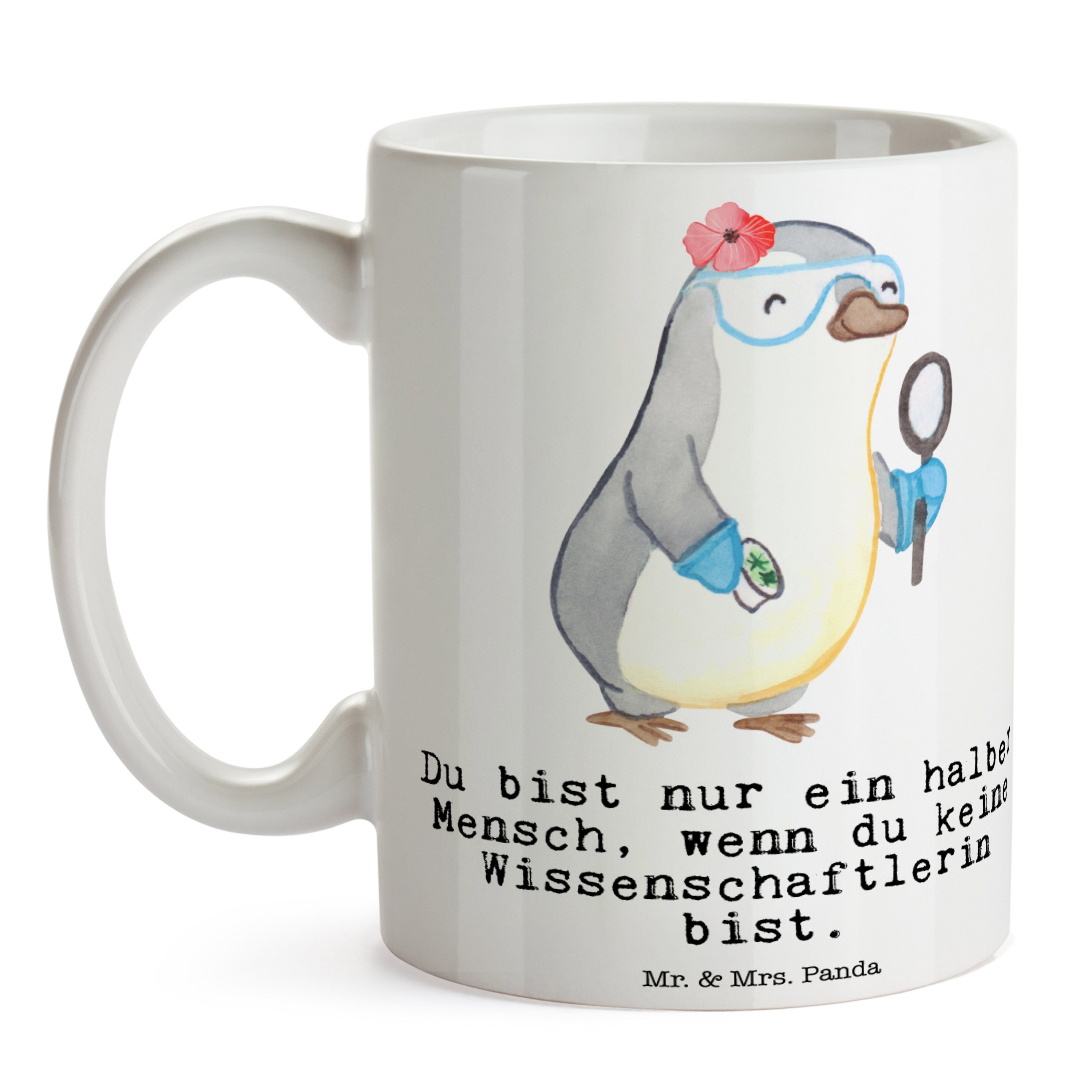 & - Kaffeetasse, Tasse mit Mrs. Aka, Tasse, Mr. Geschenk, - Weiß Herz Keramik Wissenschaftlerin Panda