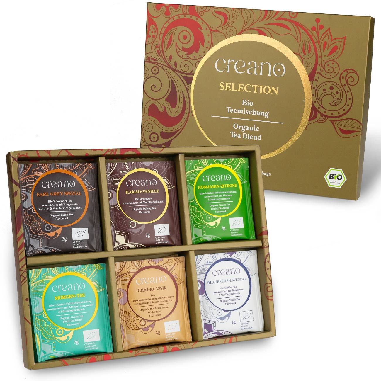 Creano Tee Bio Teemischung 24er Geschenkset „ORGANIC TEA BLEND“ 24 Bio-Teebeutel*, 1 x 24 St.