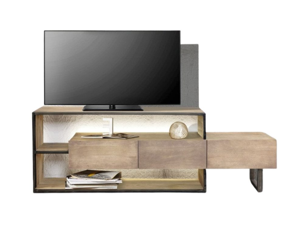 WOLF MÖBEL Sideboard (195x40x60), CITY Lowboard 3 Schubladen / 2 Ablagen / Licht