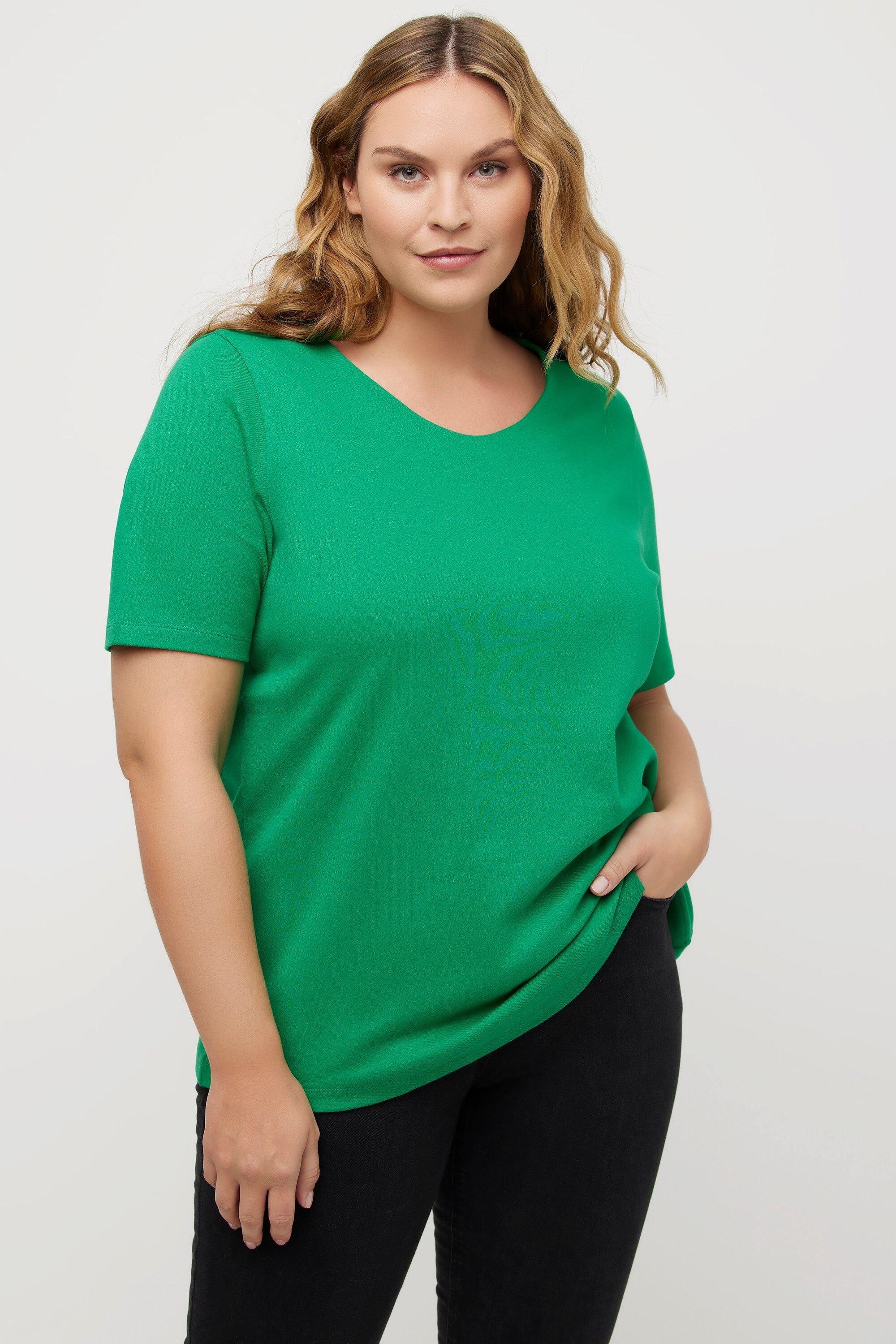 Ulla Popken T-Shirt Shirt doppellagige Vorderseite günstig online kaufen