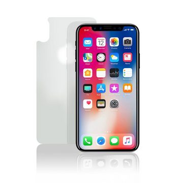 KMP Creative Lifesytle Product Hartglas Rückseitenschutz für iPhone X, XS, 11 pro Silver für Apple iPhone X, XS, 11 Pro, Displayschutzglas, Singlepack, 1 Stück, extra dünn, sehr dünn, bruchfest, Anti-Fingerprint