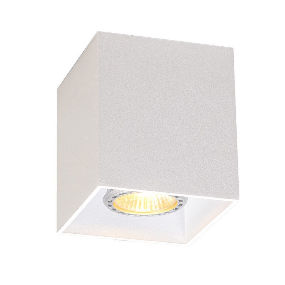 Qazqa LED Aufbaustrahler Qubo, LED wechselbar, GU10, Weiß, Modern, Aluminium, 1-flammig