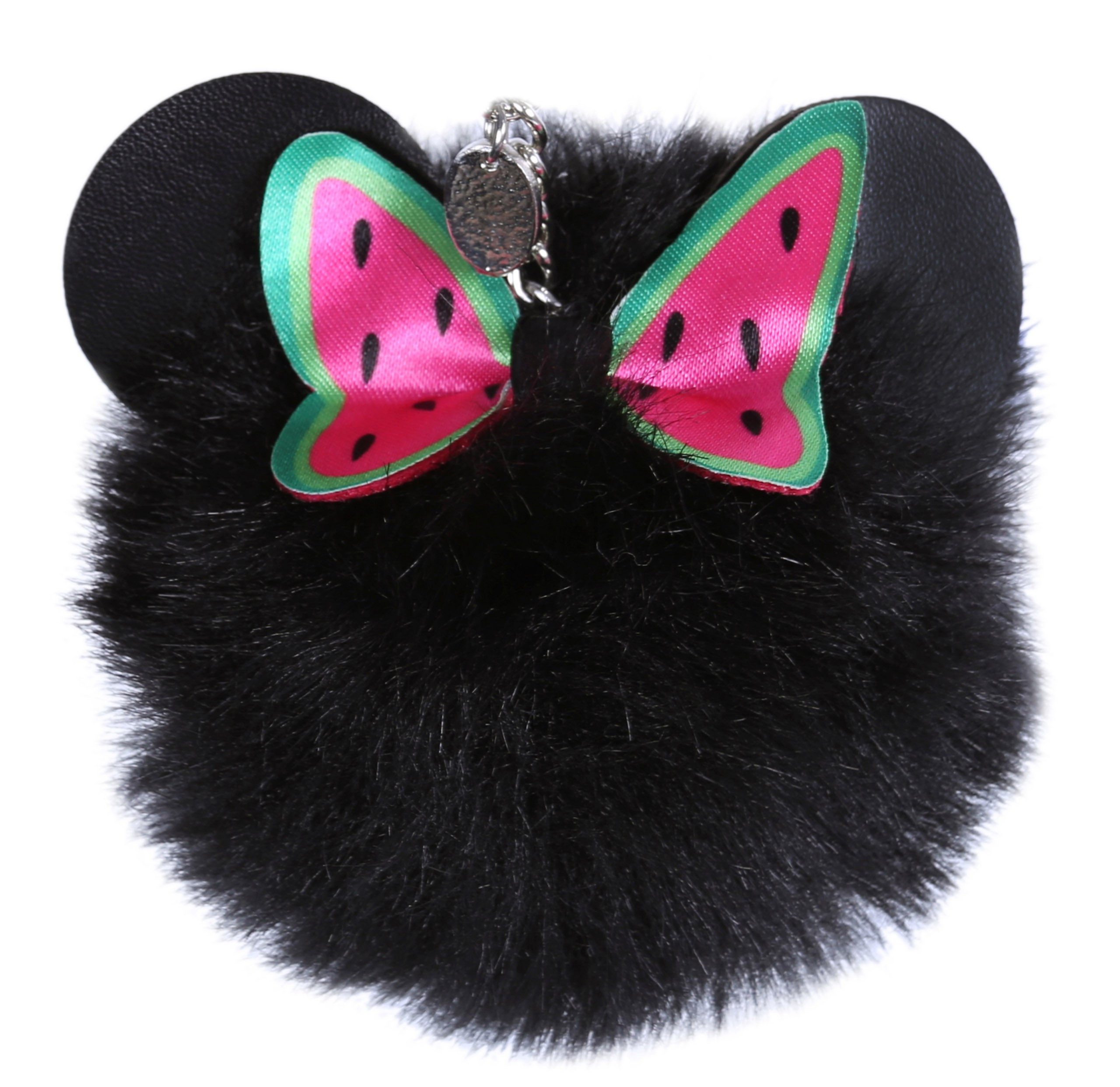 Disney Schlüsselanhänger Schwarzer flauschiger Schlüsselanhänger Minnie Mouse DISNEY