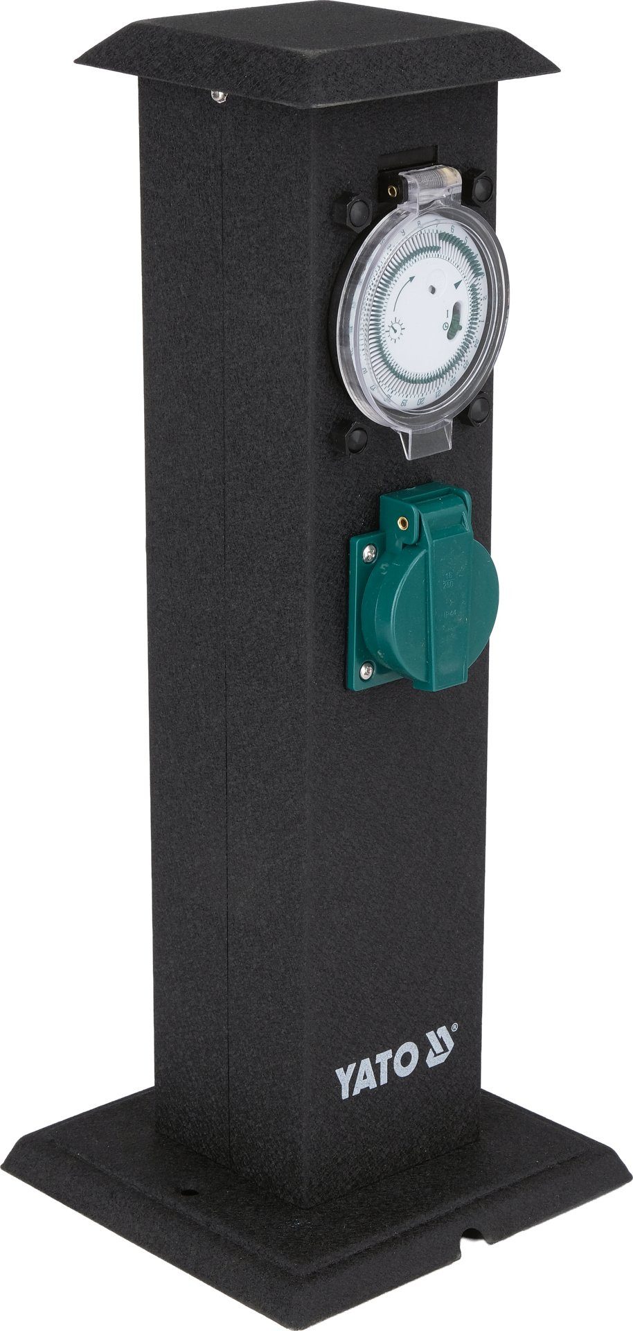 Yato Gartensteckdose Metall-Gartensteckdosensäule mit mechanischem Timer, Metall-Gartensteckdosensäule mit mechanischem Timer, Metall-Gartensteckdosensäule mit mechanischem Timer
