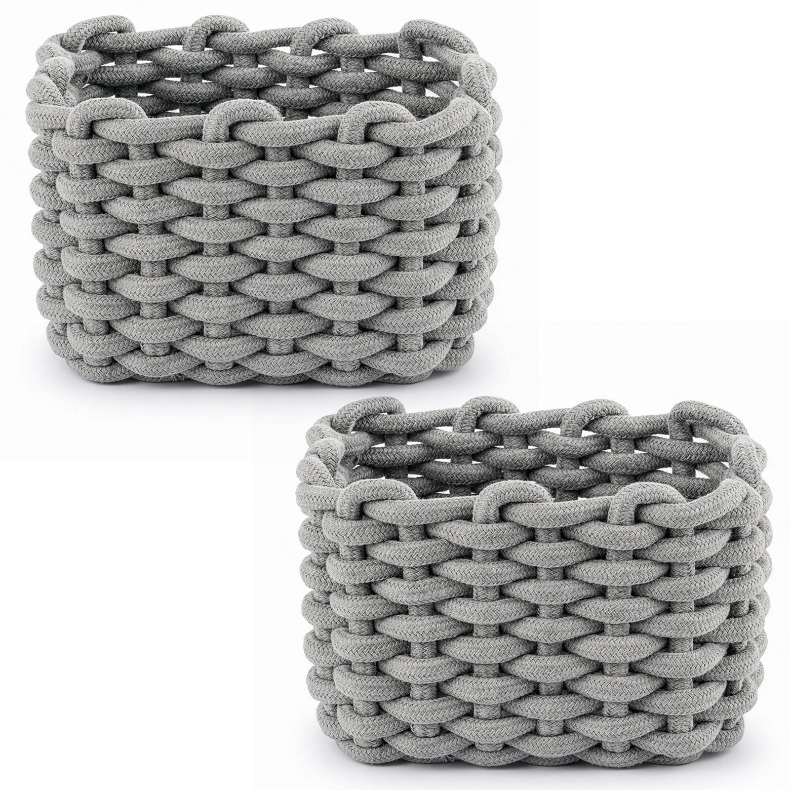 Youyijia Aufbewahrungskorb 2 Stück Häkelkorb Aufbewahrungskorb 20 x 15 x 12 cm Baumwollseil