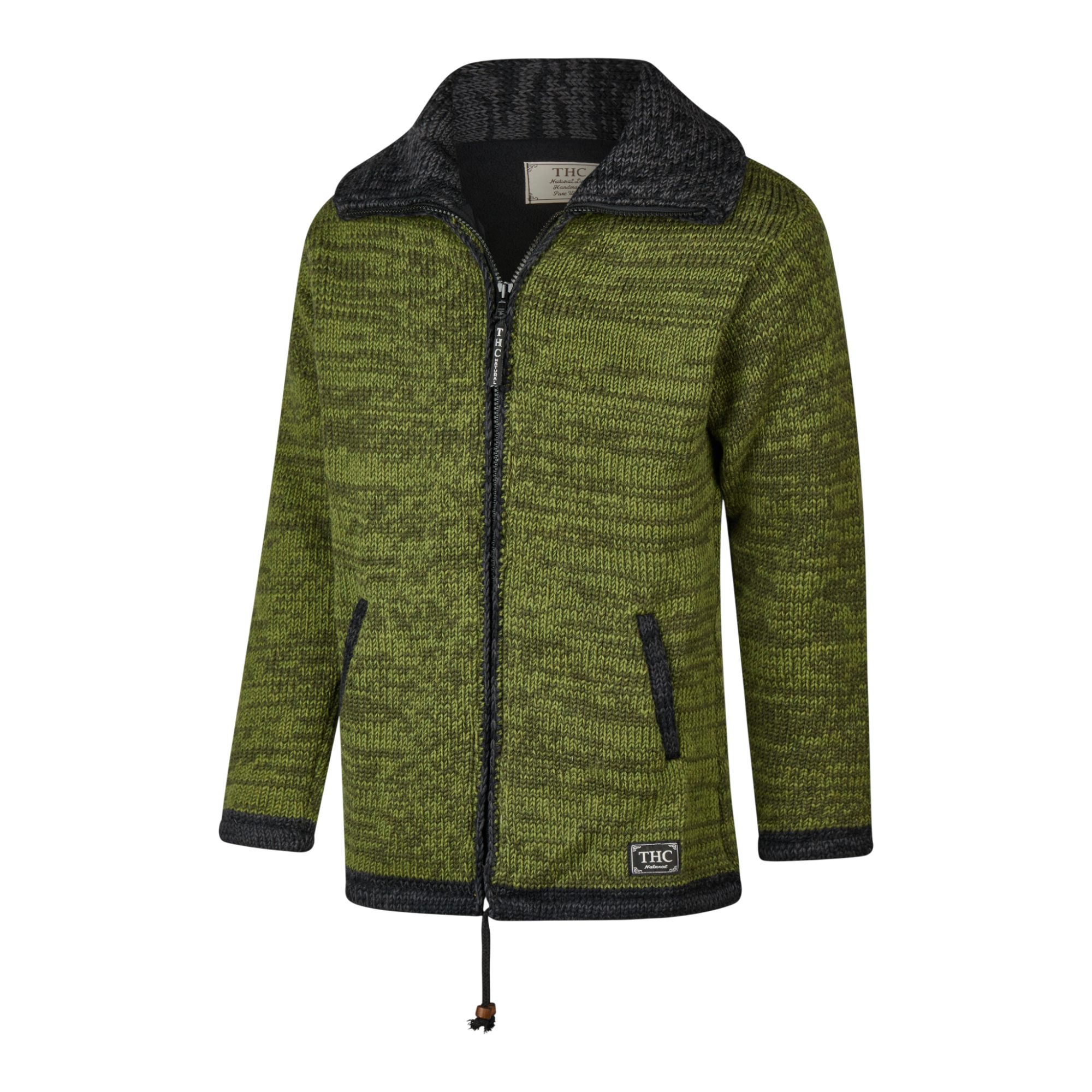 THC Natural Line Strickmantel THC Strickmantel 904 grün (1 Stück, 1-tlg., 1 Stück) Strickmantel mit zur Kapuze umwandelbaren Kragen