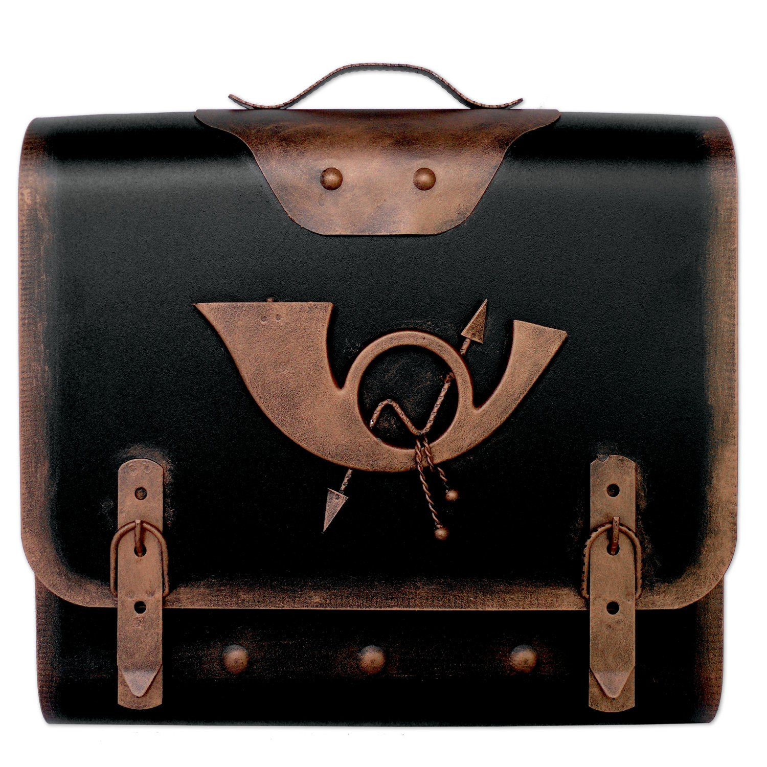 Briefkasten-Versandshop Wandbriefkasten Briefkasten alter Ranzen Posthorn Antik-Look Design Schultasche Wandbr, Öffnung Rechts