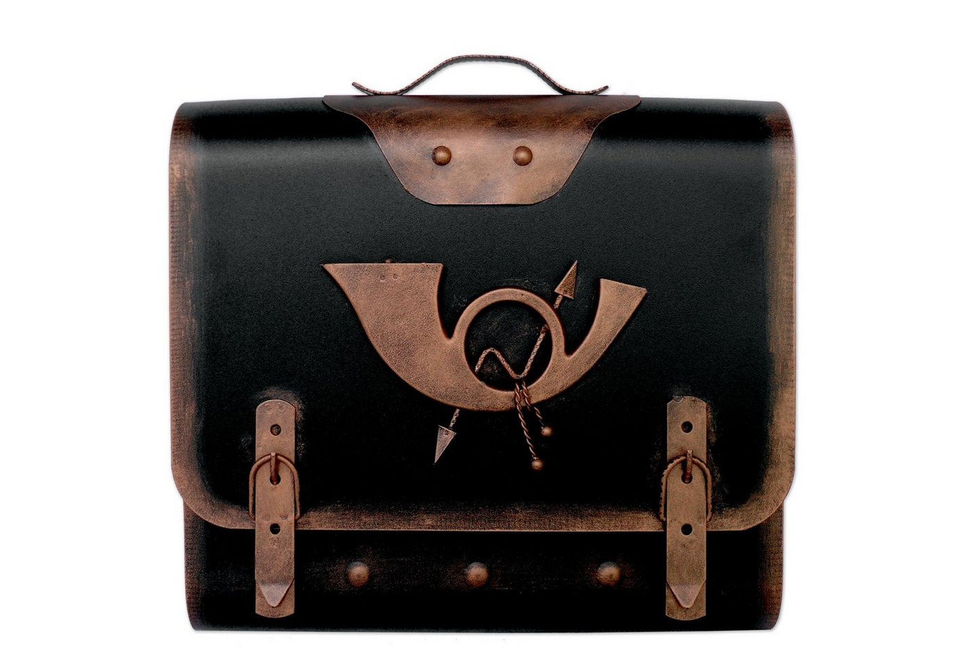Thumbnail - Briefkasten-Versandshop Wandbriefkasten Briefkasten alter Ranzen Posthorn Antik-Look Design Schultasche Wandbr, Öffnung ...