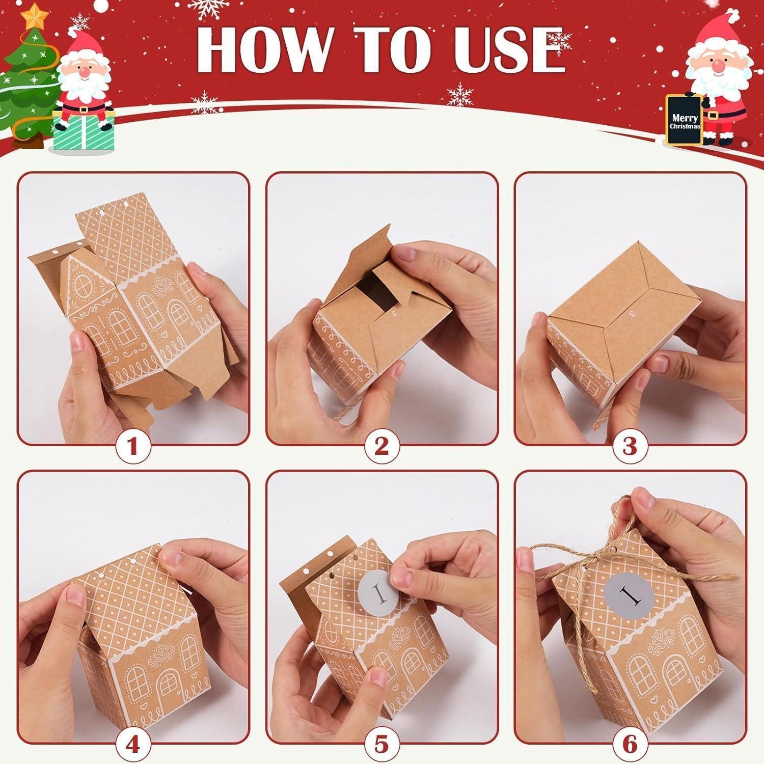LuxusKollektion DIY-Adventskalender Adventskalender Befüllbar Zahlenaufkleber 24 Gingerbread House