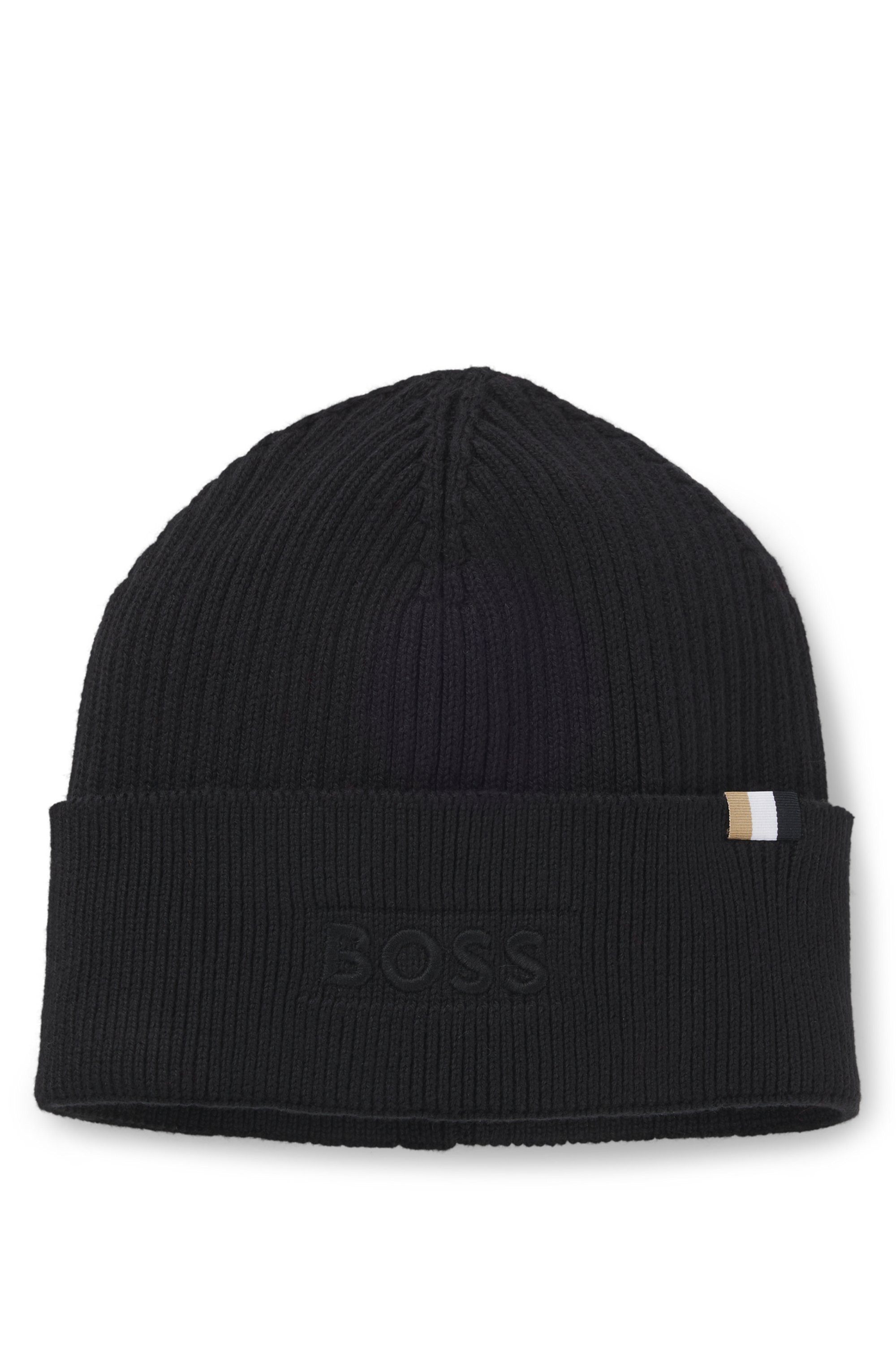 BOSS Strickmütze Magico R Hat mit tonaler Logostickerei, unisex