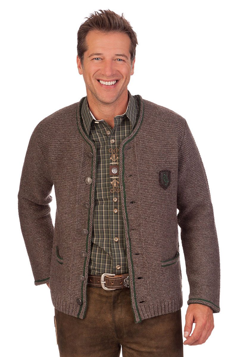 Spieth & Wensky Trachtenstrickjacke Trachten Strickjacke Herren - KALTBACH - natur, mittelbraun