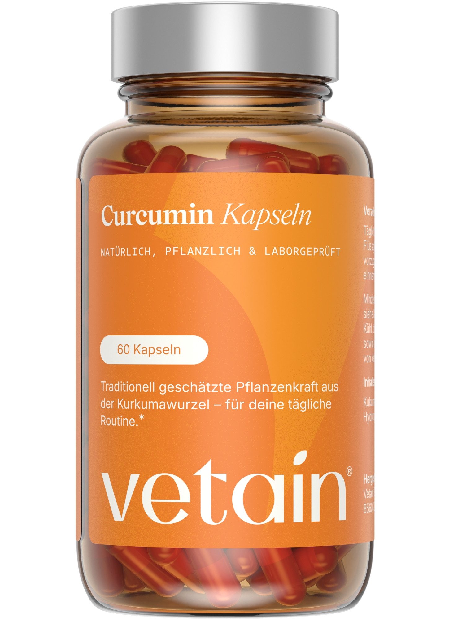 VETAIN Kurkuma Extrakt - 185x höhere Bioverfügbarkeit - Mizellen-Technologie Kapseln, Flüssig-Kapseln à 60 St., 36 g, Optimierte Mizell-Form