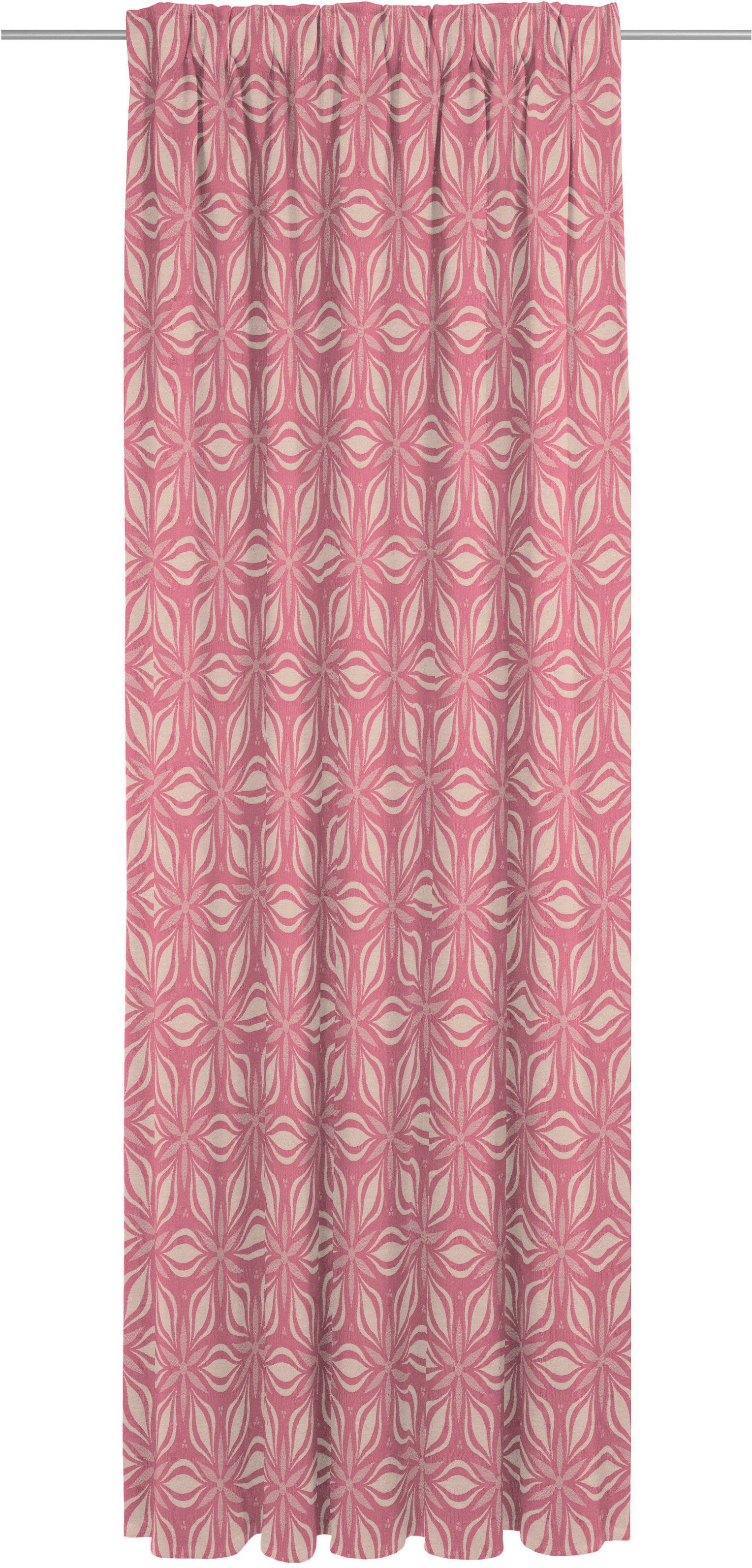 Vorhang Retro Floret, Adam, Multifunktionsband (1 St), blickdicht, Jacquard, nachhaltig aus Bio-Baumwolle pink | Thermovorhänge