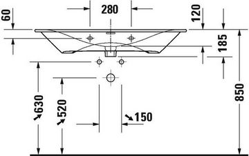 Duravit Einbauwaschbecken DU Möbelwaschtisch Viu 1030mm, Weiß mit