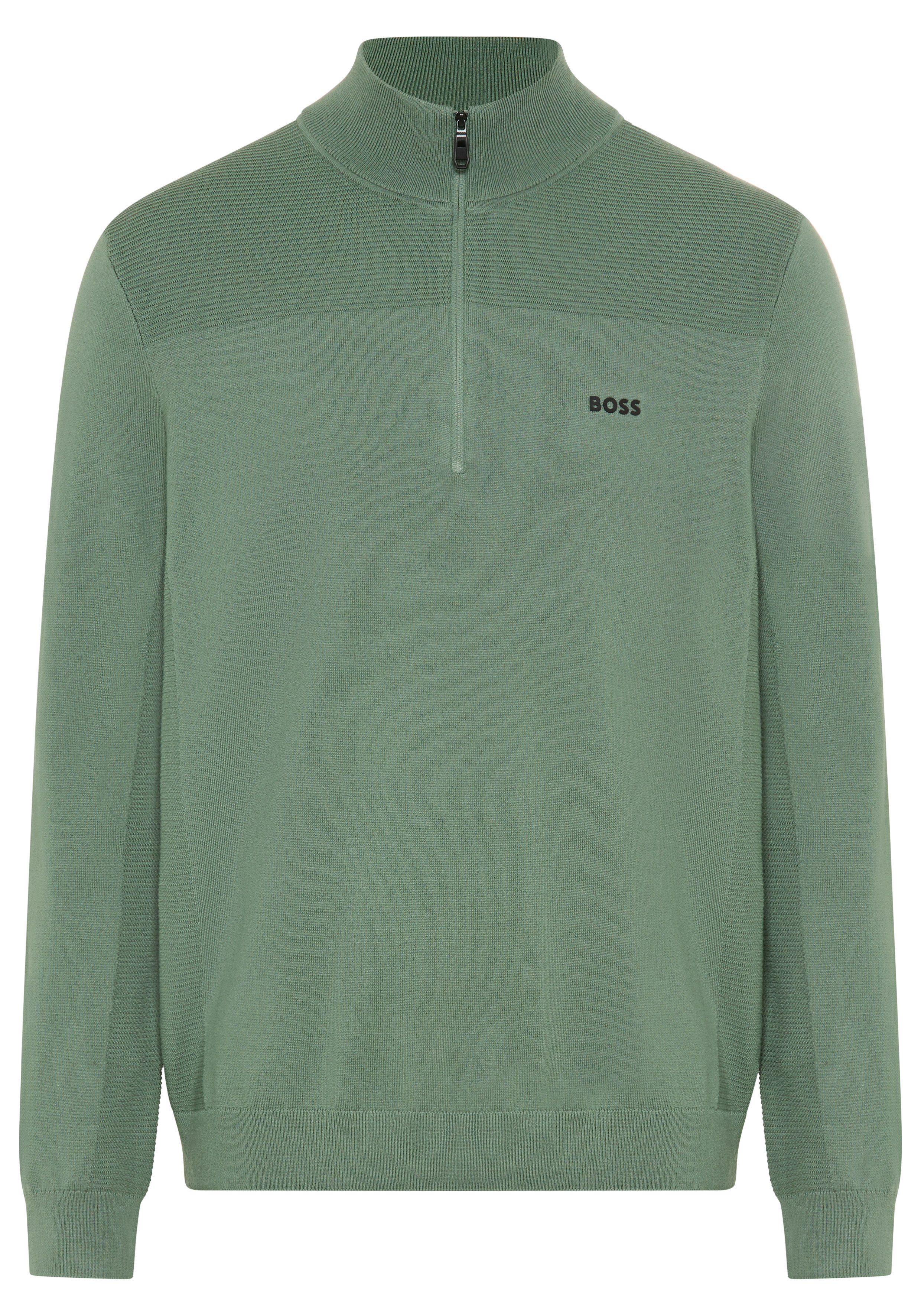 BOSS GREEN Strickpullover Stehkragen mit Reißverschluss, Regular Fit günstig online kaufen