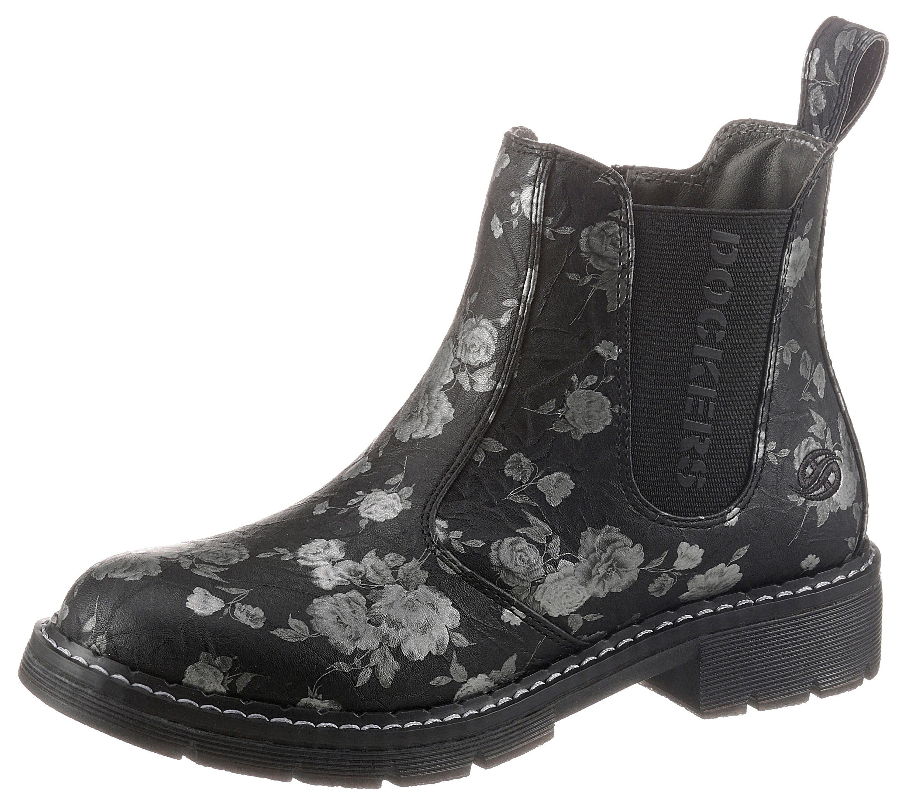 Dockers Gerli geblümtem mit schwarz-silberfarben Print Chelseaboots by