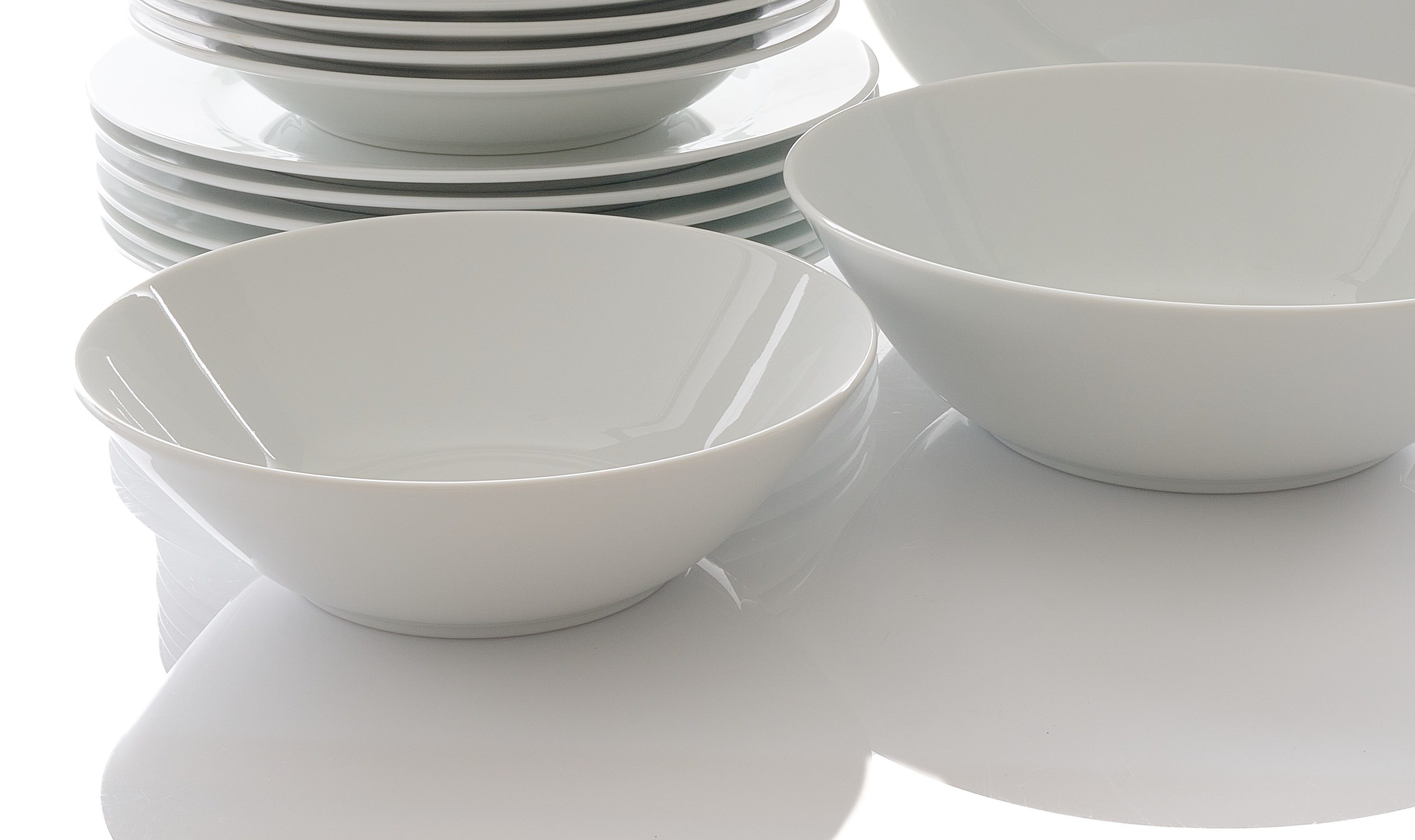 Retsch Arzberg Schale Servierschale HEIKE WEISS 25 cm, Set 2-teilig, rund Porzellan, Porzellan, (Set, 2-tlg), Formschöne Servier- & Beilagenschalen im 2er Pack – edel & zeitlos -