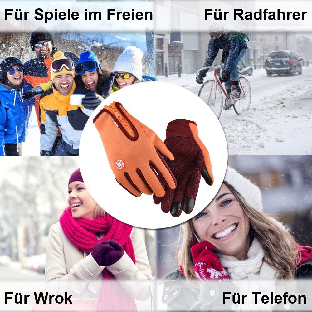 BTTO Hsch. Fleecehandschuhe Handschuhe Fleece Herren Damen Winterhandschuhe Fahrradhandschuhe Angelhandschuhe Touchscreen Winddicht Anti-Rutsch