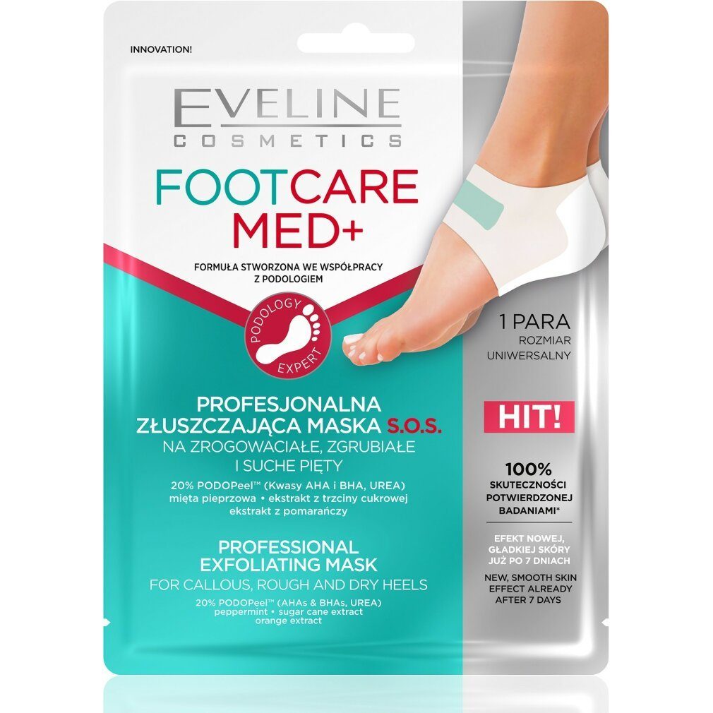 Eveline Cosmetics Salzpeeling Foot Care Med+ professionelle Peeling-Fersenmaske S.O.S 1 Paar