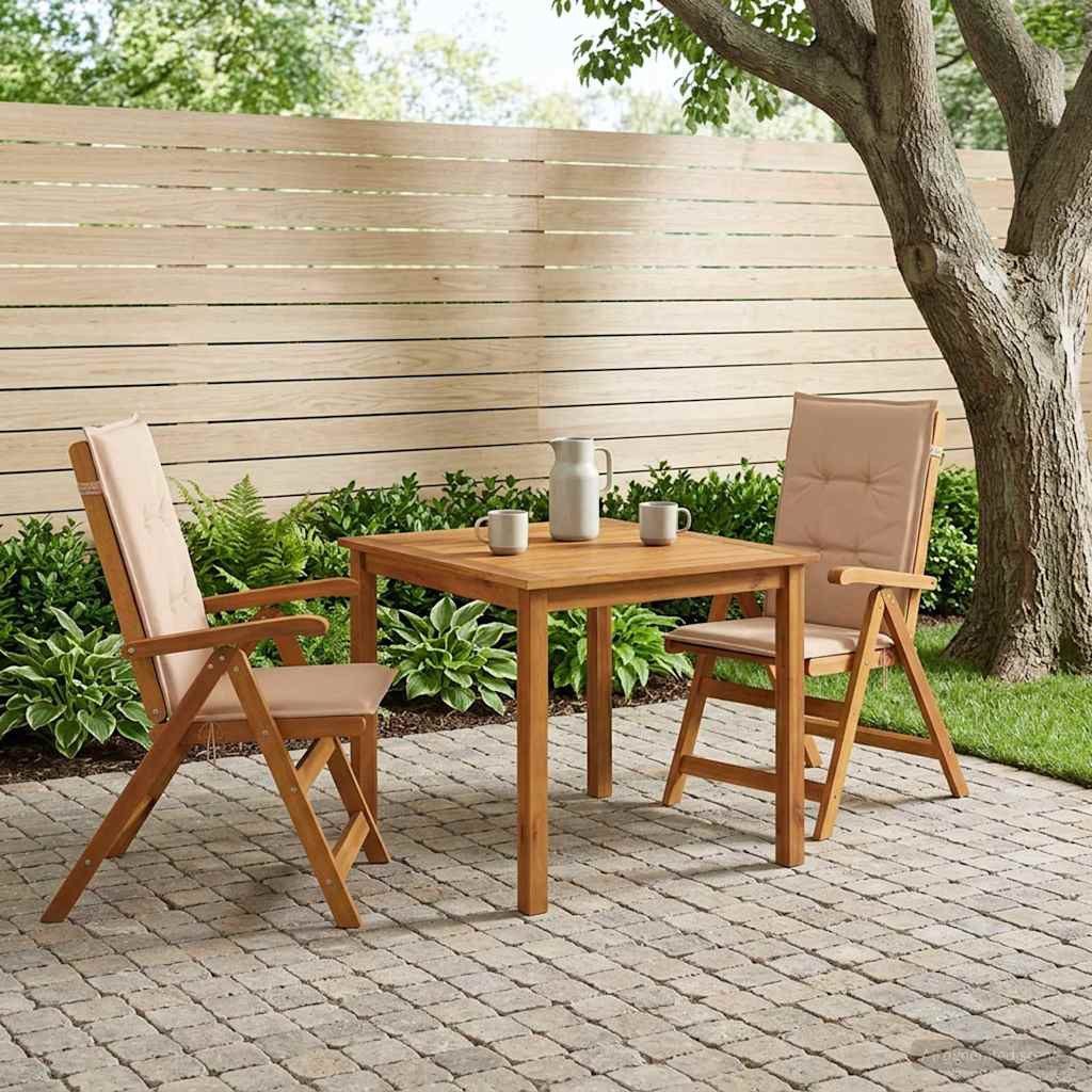vidaXL Garten-Essgruppe 3-teilige Garten-Essgruppe Natur Massivholz