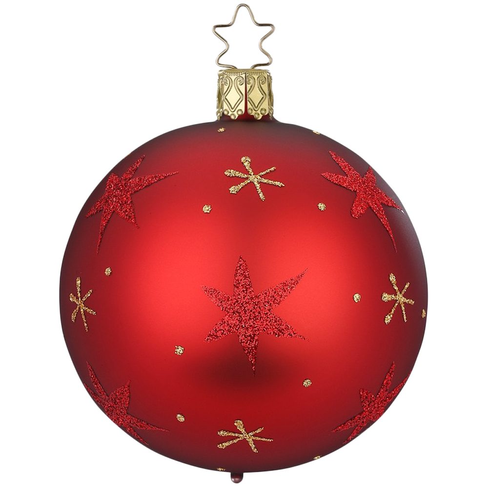INGE-GLAS® Weihnachtsbaumkugel Sternenhimmel, chianti matt Ø8cm (1 St), mundgeblasen, handbemalt