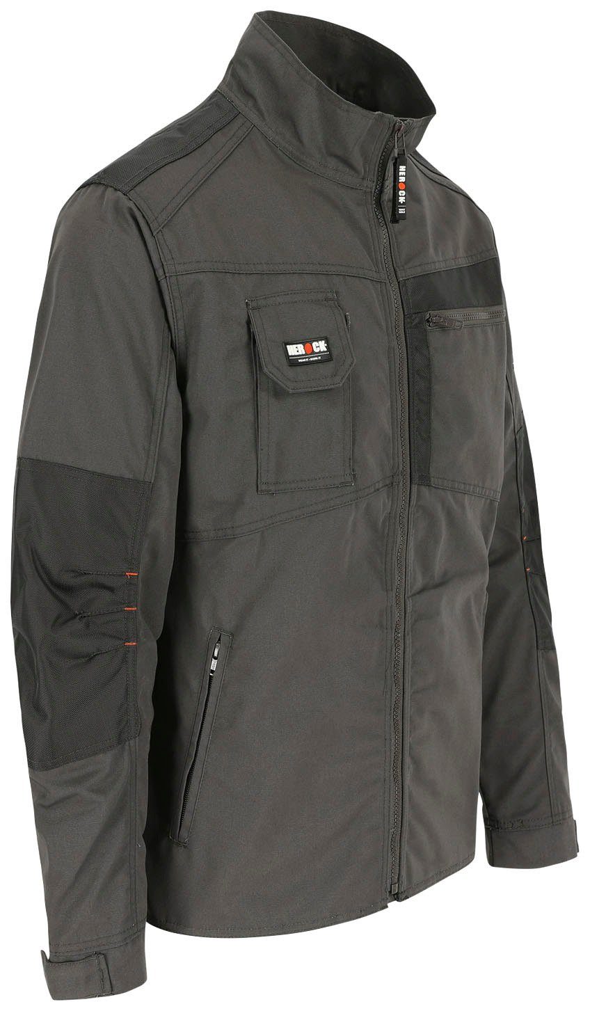 7 - - Bündchen robust - Anzar Taschen Arbeitsjacke Jacke Herock verstellbare Wasserabweisend grau