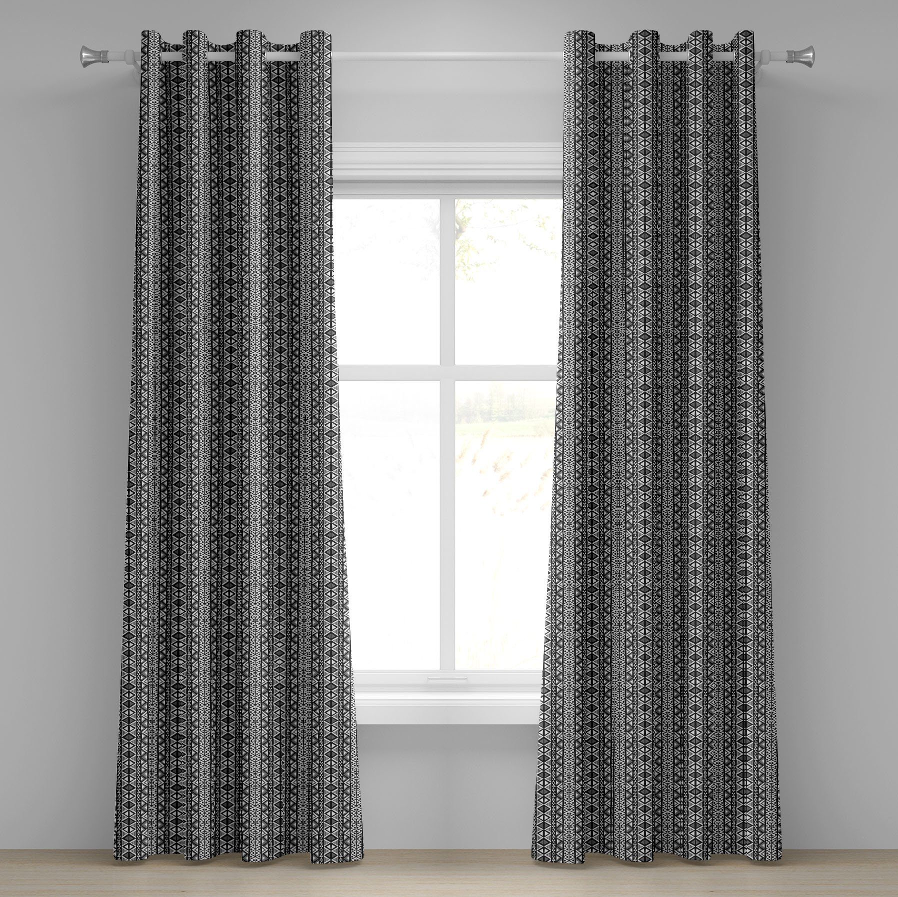 Gardine Dekorative 2-Panel-Fenstervorhänge für Schlafzimmer Wohnzimmer, Abakuhaus, Retro Boho Aztec Stil