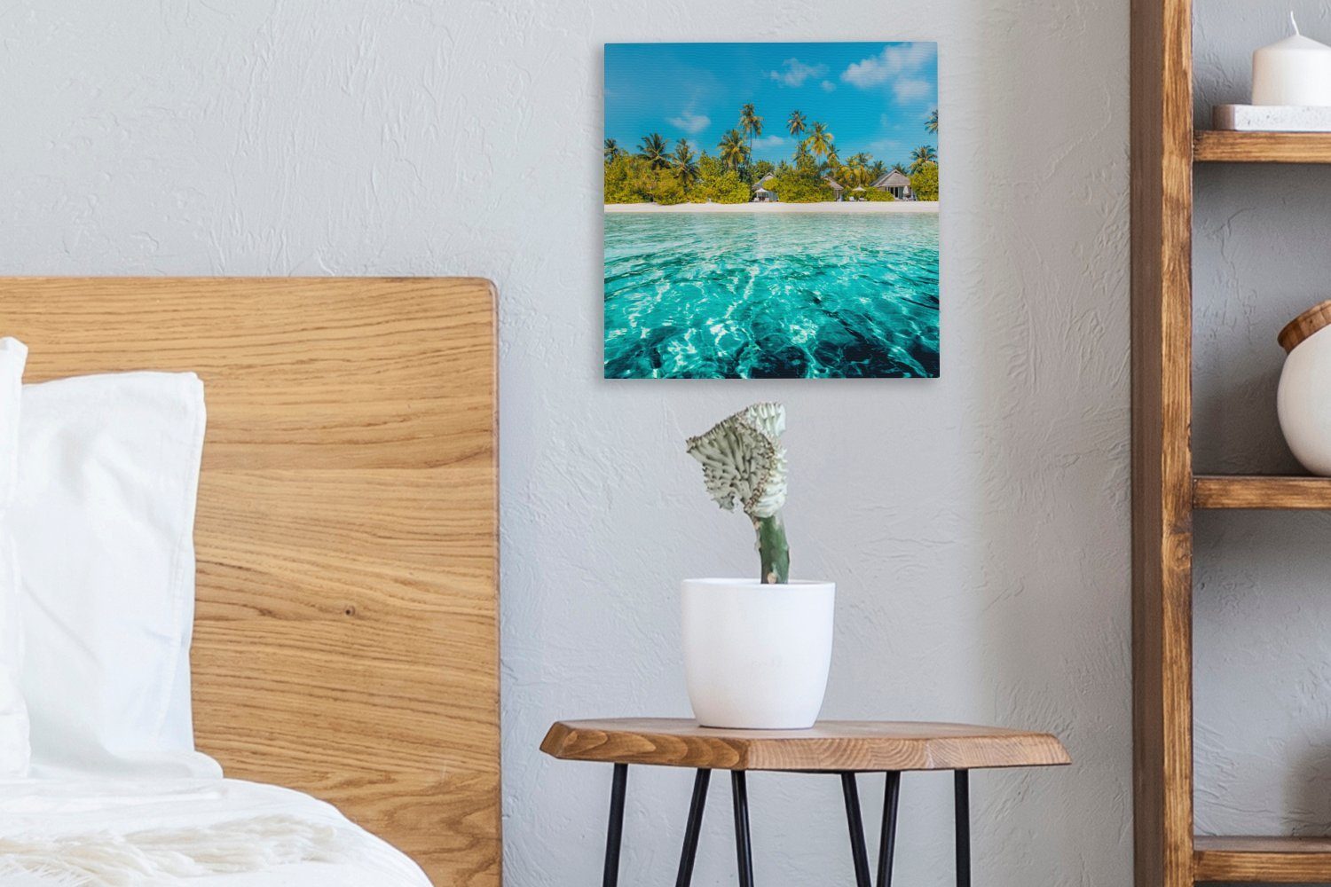 OneMillionCanvasses® Leinwandbild Strand Wohnzimmer - (1 Leinwand Schlafzimmer Palmen - für St), Bilder Meer