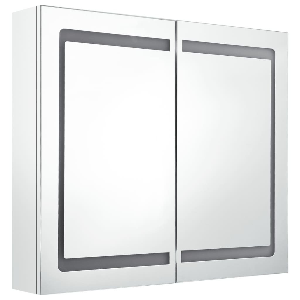 (1-St) Hochglanz-Weiß fürs LED-Spiegelschrank Badezimmerspiegelschrank 80x12x68 cm Glänzend Weiß Bad vidaXL