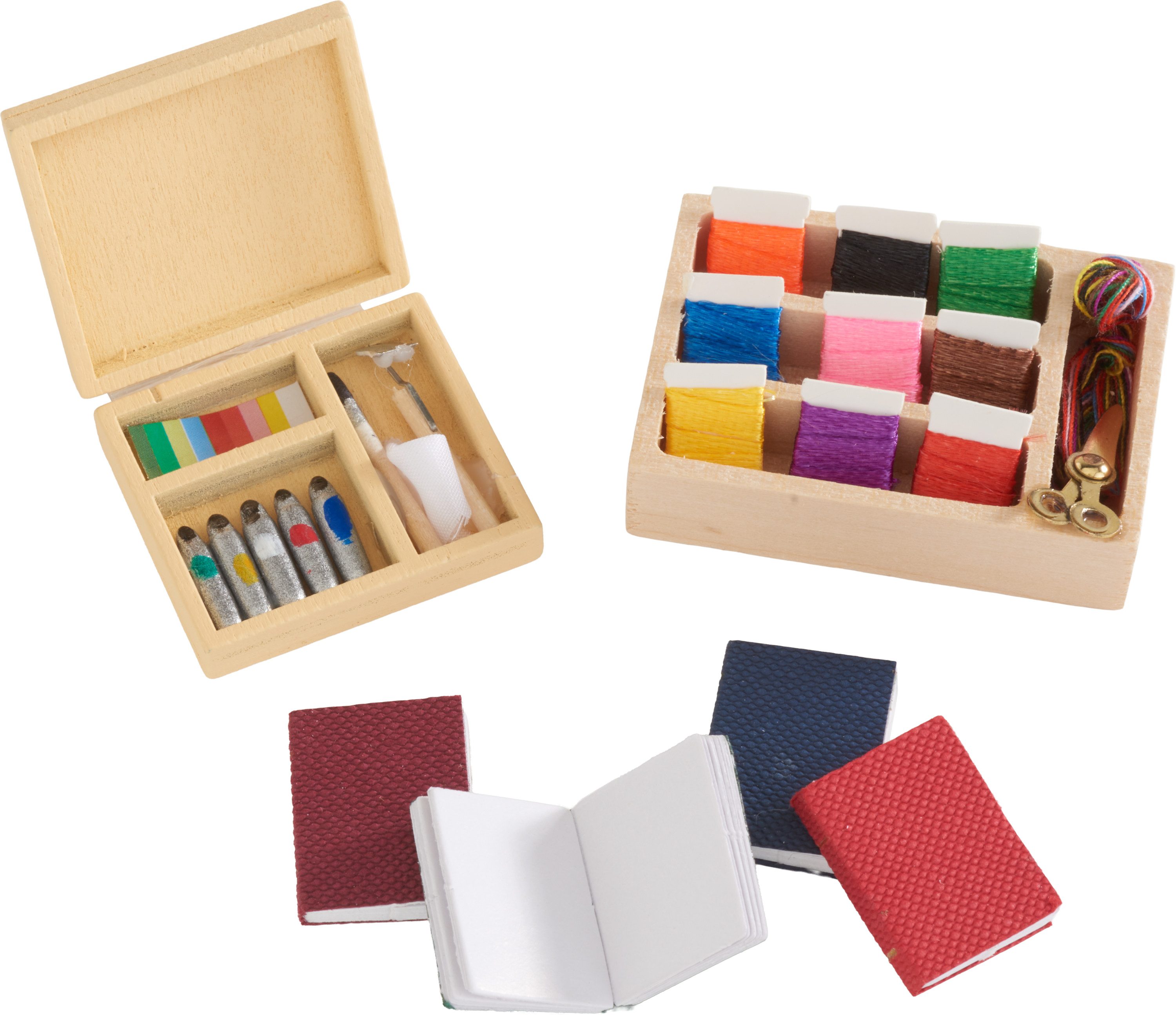 HobbyFun Dekofigur Miniatur-Set Bastelatelier, 6 Teile