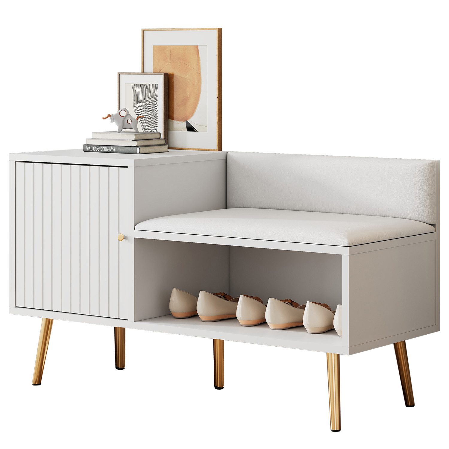 OUTMAX Schuhbank Moderne mit Stauraum, Sitzbank und Rückenlehne, für Eingangsbereich (Set, 1-St., Großer Stauraum, langlebiges und elegantes Erscheinungsbild), 1 Bank, Длина 100 cm, Breite 38 cm, Höhe 58 cm