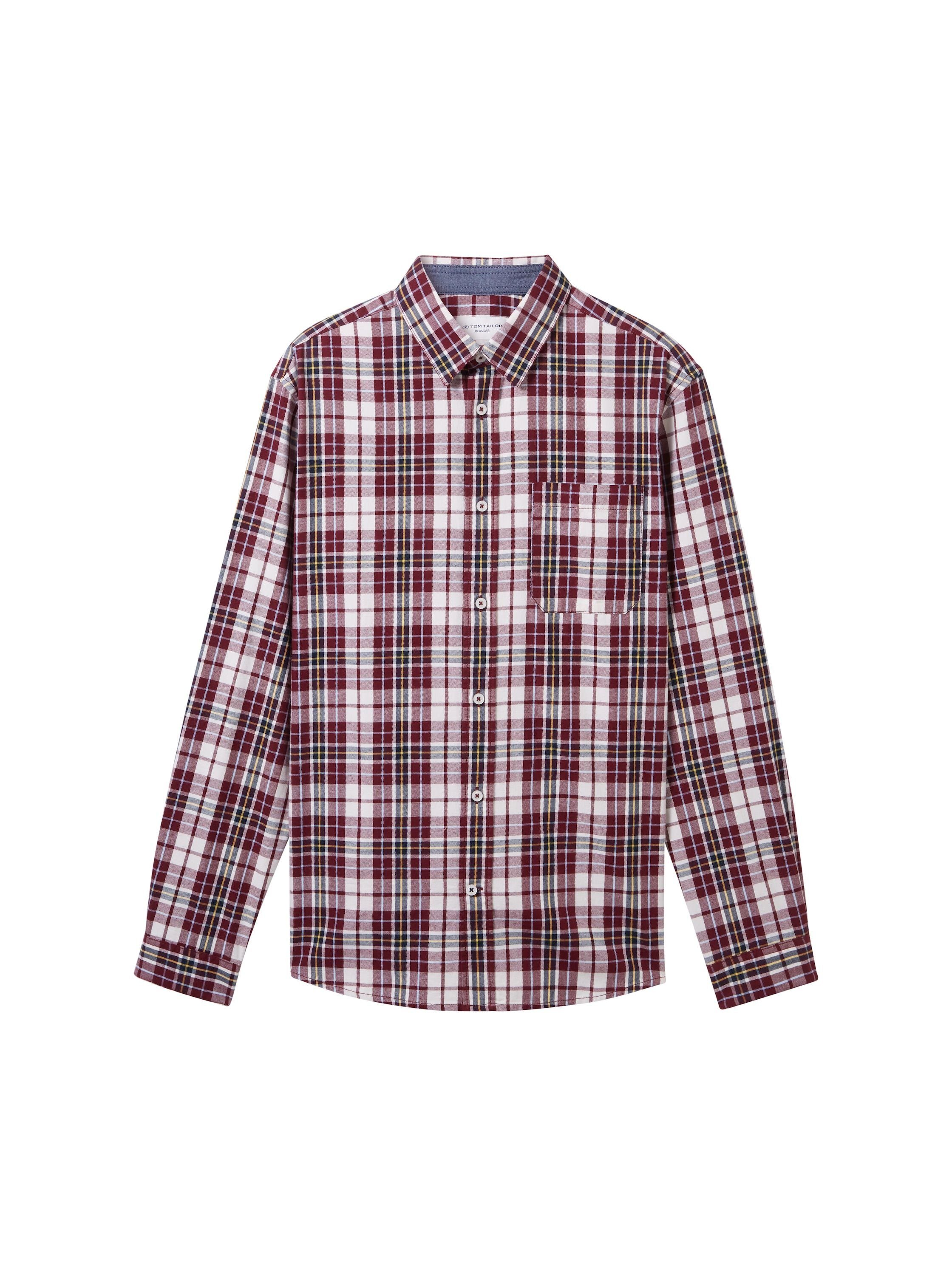 TOM TAILOR Langarmhemd tawny port red check