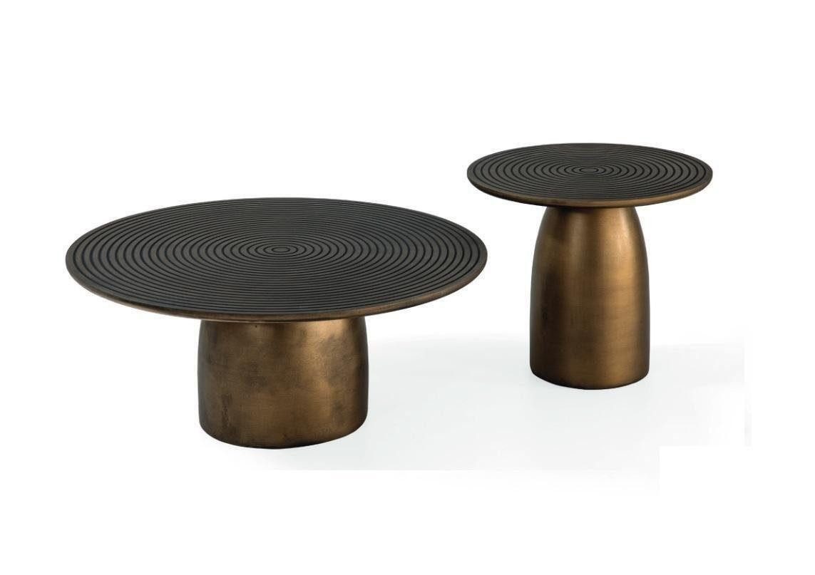 Couchtisch Set 2x Luxus Gold Edelstahl Rund Tisch Wohnzimmer Deko 2tlg