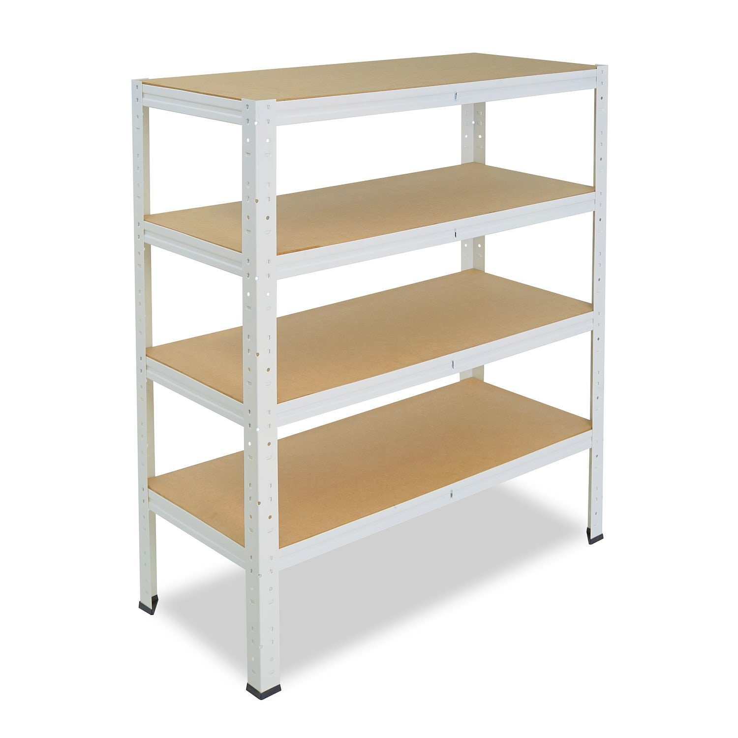 shelfplaza Schwerlastregal HOME, 100x80x50cm mit Tragkraft oder als Böden, Steckregal Metallregal Lagerregal, mit 175kg Metall Werkstattregal weiß, Kellerregal, 4 Garagenregal