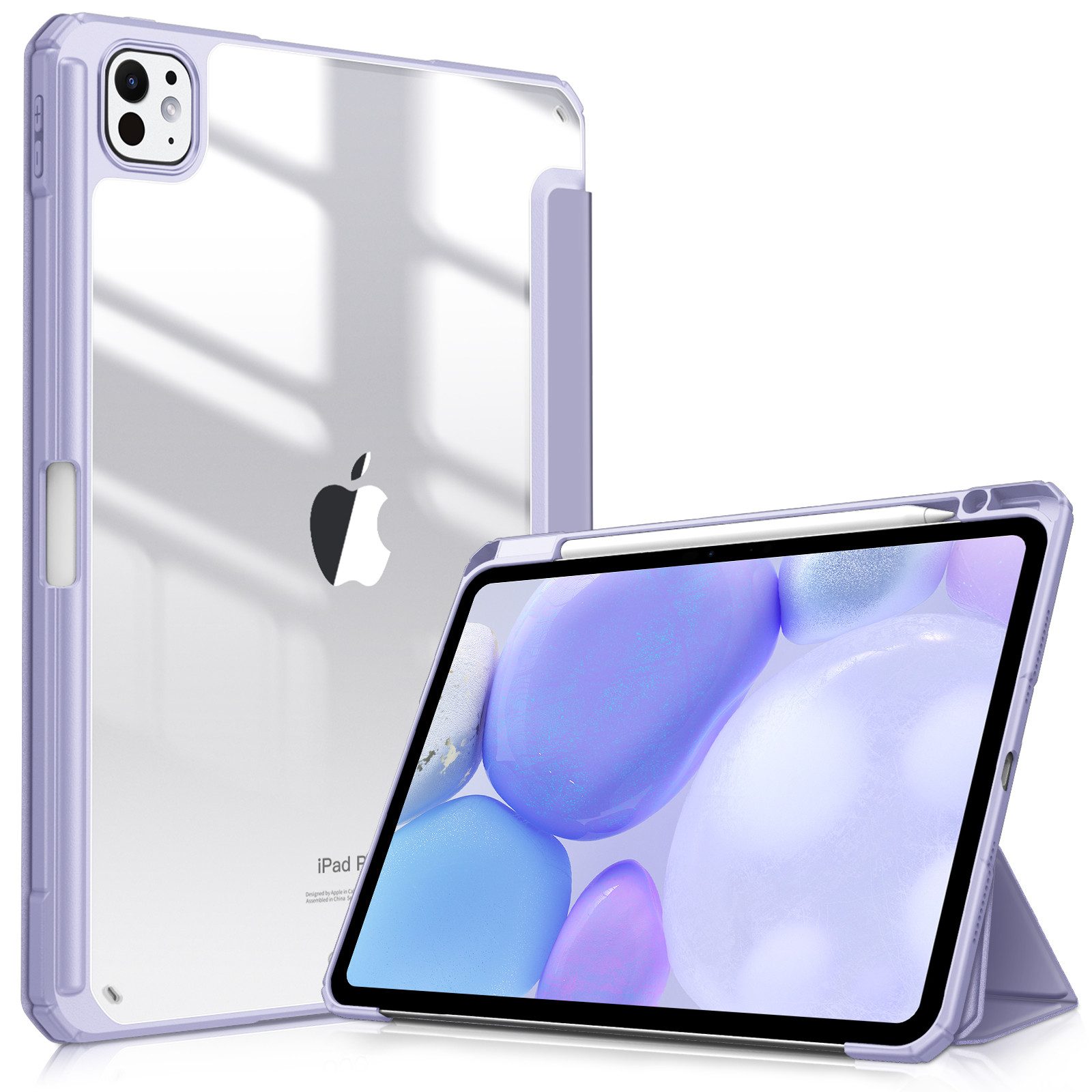 Fintie Tablet-Hülle für iPad Pro 11 Zoll (M5/M4) 2025/2024 mit Stifthalter, Stoßfeste Schutzhülle mit transparenter Hartschale auf der Rückseite