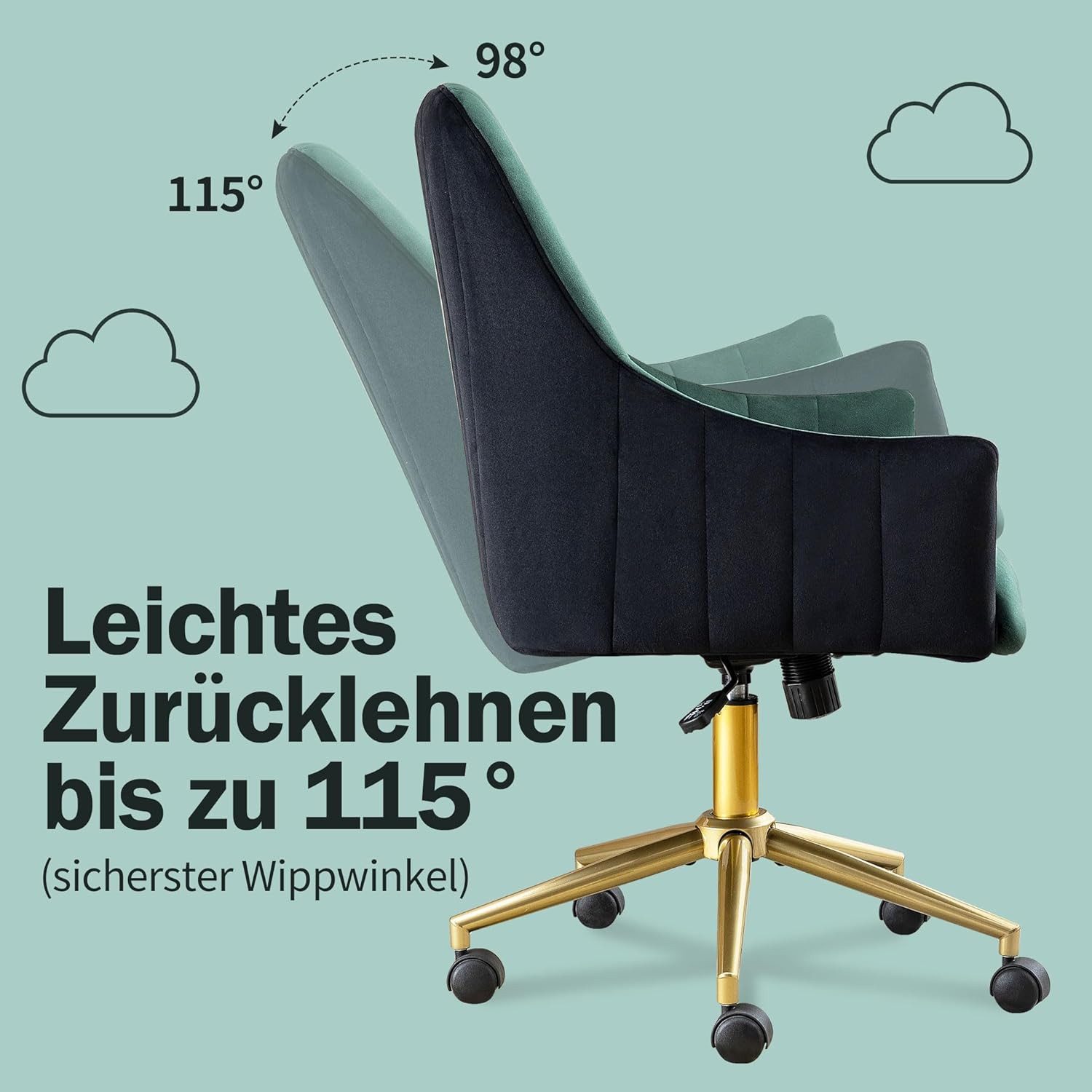 SeedWave Bürostuhl Plissierter Samtstuhl mit Rollen, günstig online kaufen