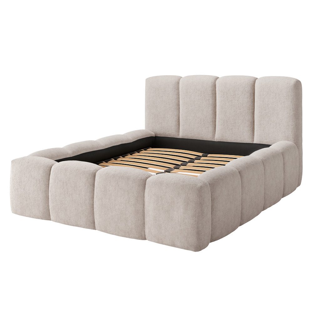 Lomadox Polsterbett NUITS-166, 160x200 cm Liegefläche, beige, voluminöse Steppung