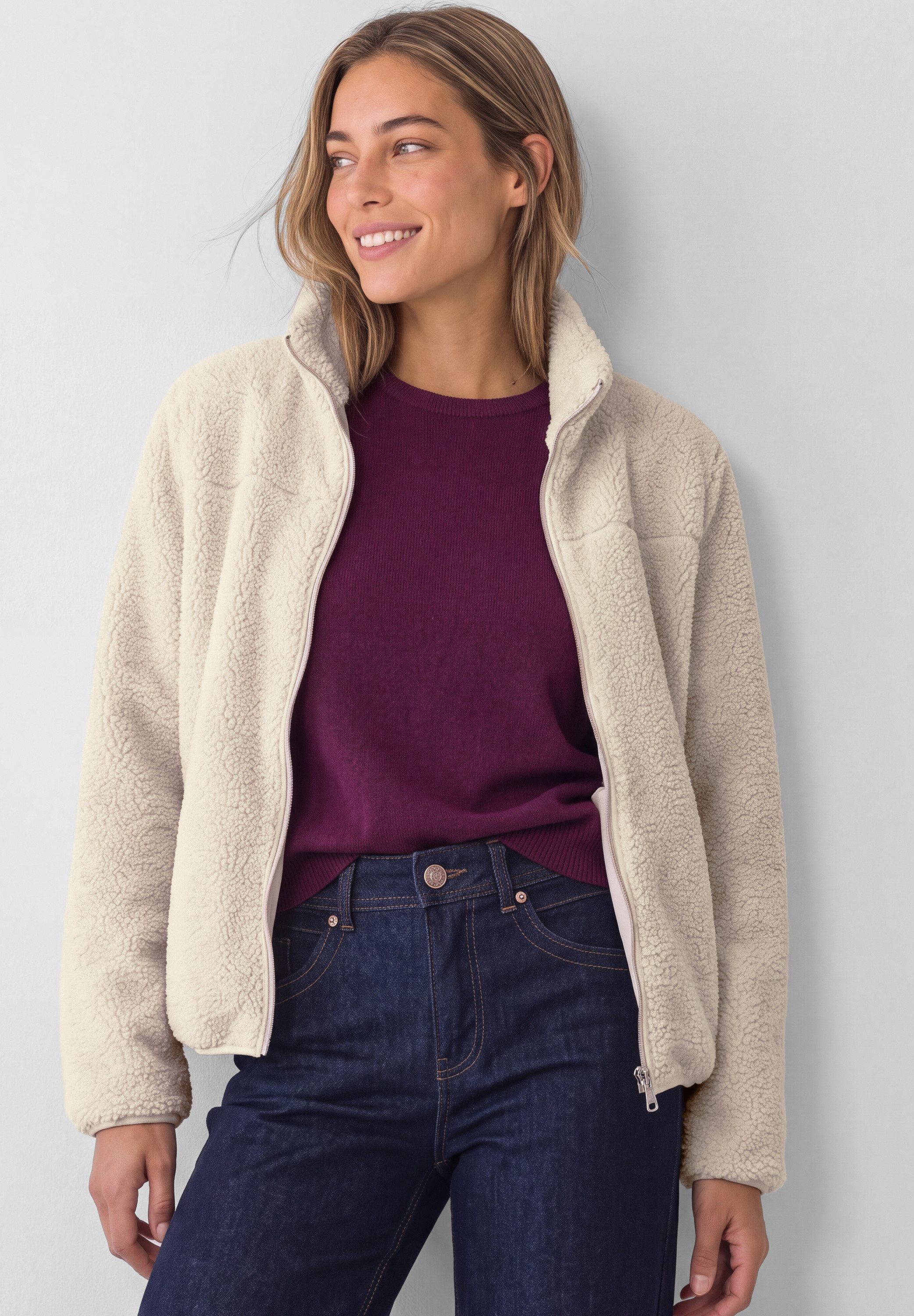 STREET ONE Fellimitatjacke mit Stehkragen