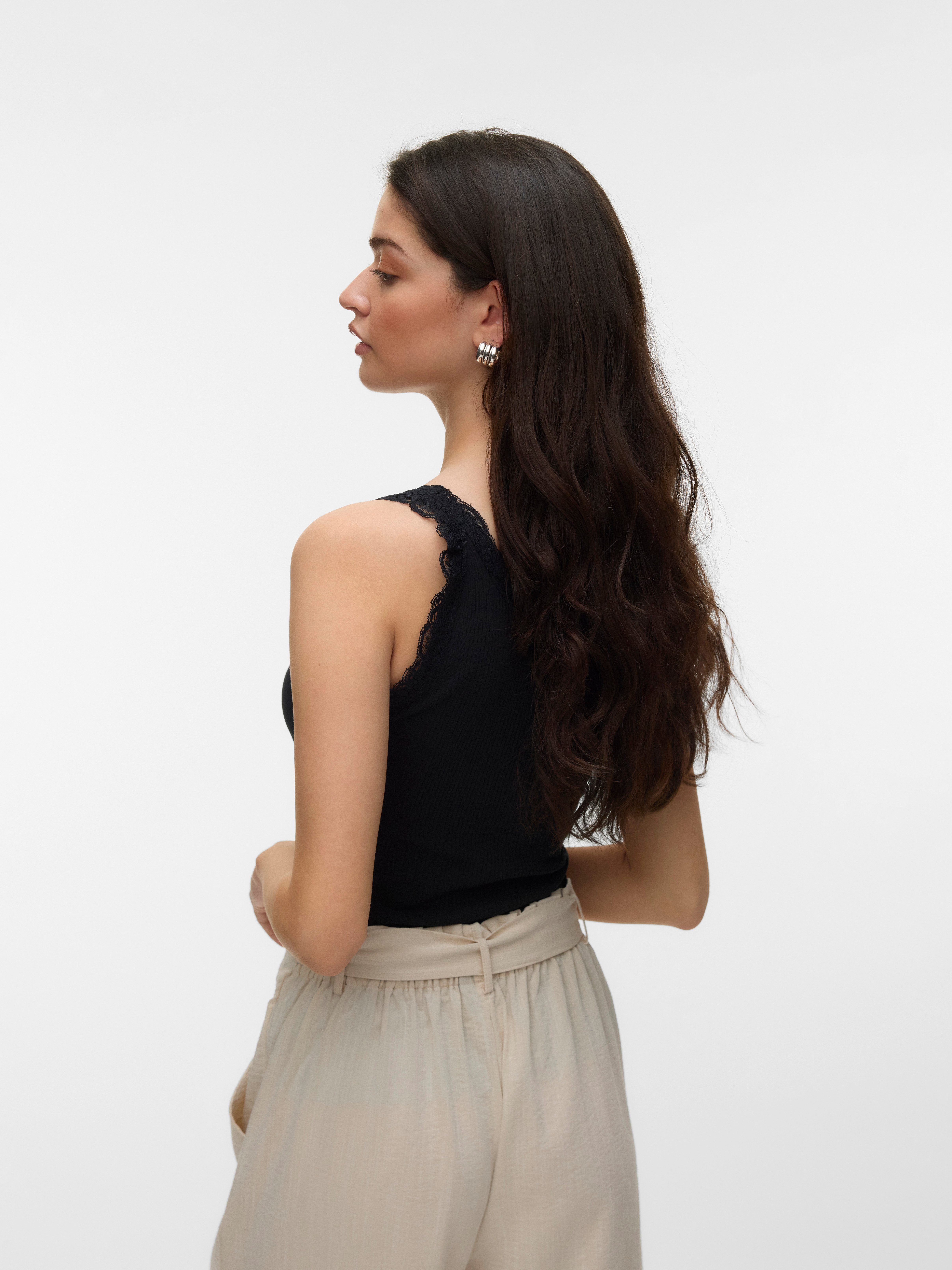 Vero Moda Tanktop VMNANA LACE TANK TOP JRS NOOS Baumwollmischung