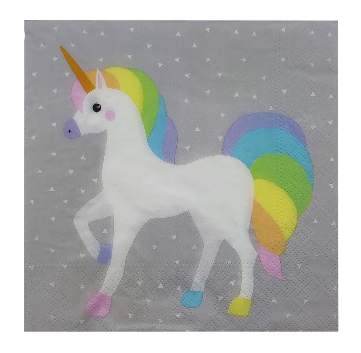 PAPSTAR Papierserviette 20 Servietten 33 x 33 cm, "Einhorn", (Set, 20 St., Servietten), Mädchen Eimhornparty Einhörner Einhorn Party Feier Mottoparty