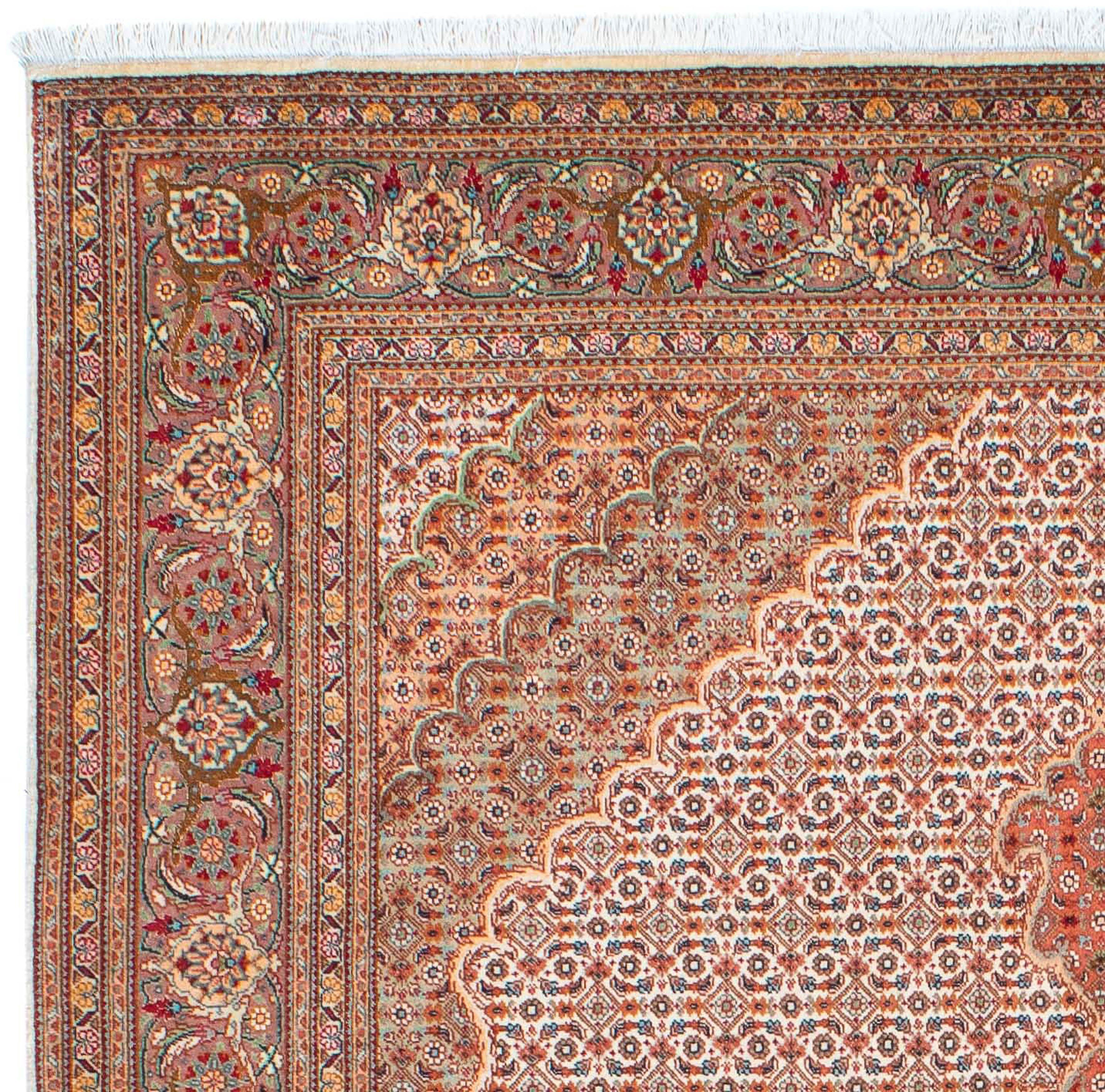 Orientteppich Perser - mit mm, cm Handgeknüpft, - 149 morgenland, Zertifikat - Einzelstück x Wohnzimmer, Täbriz rechteckig, Höhe: 198 hellbraun, 10