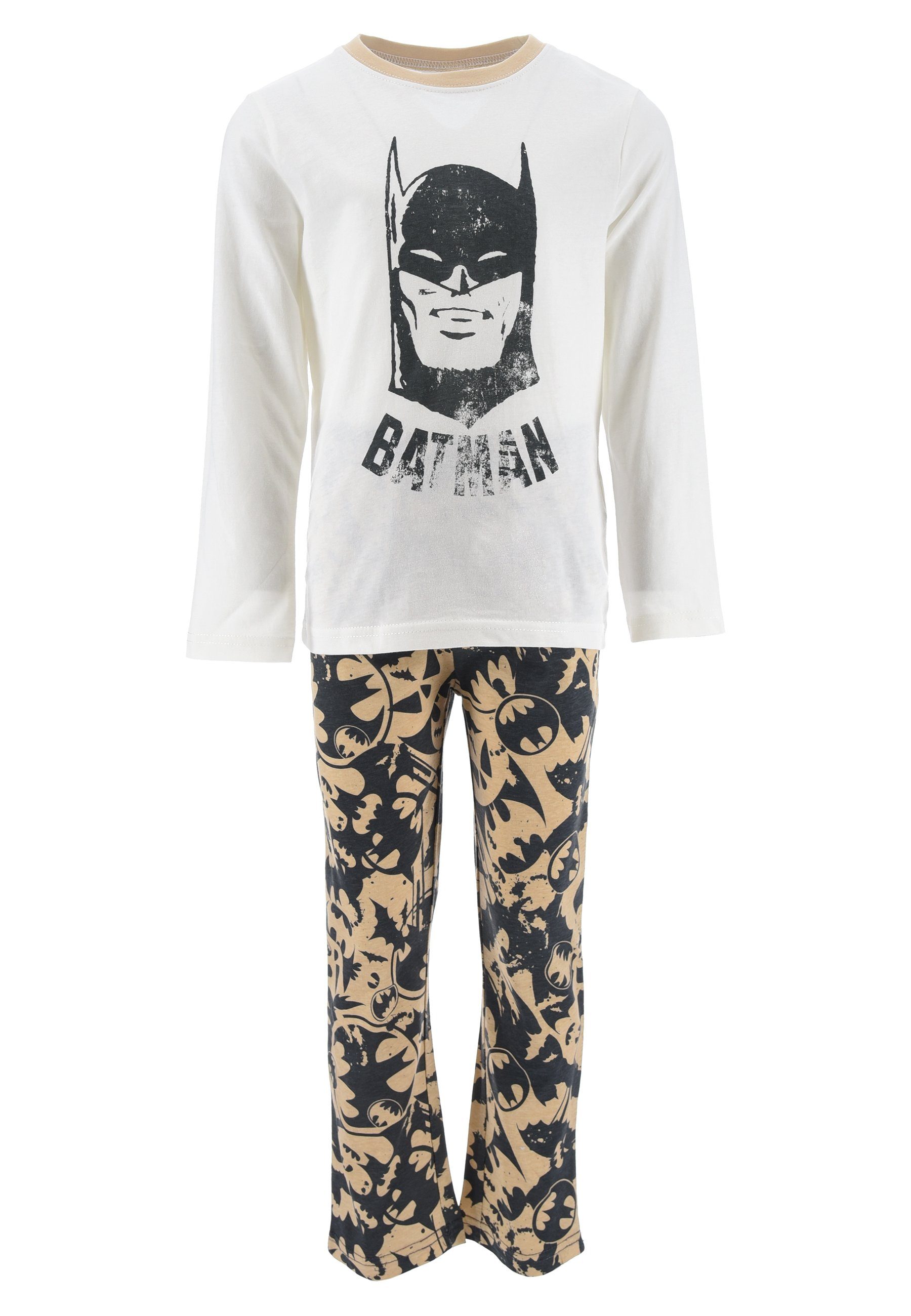 Batman Schlafanzug Kinder Jungen Pyjama langarm Nachtwäsche (2 tlg) Weiß