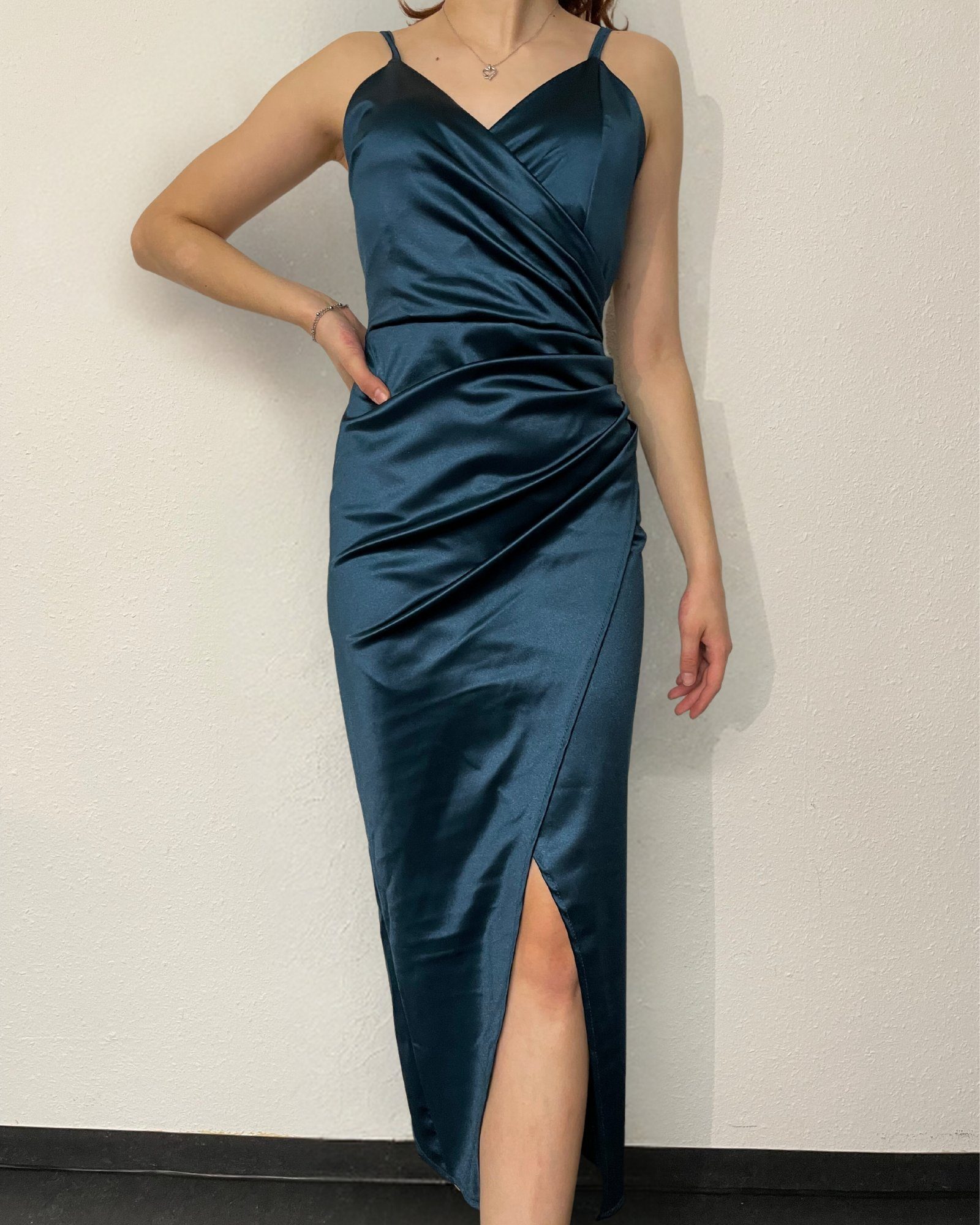 CARA Midikleid - ITALY Kleid passt SIZE - XS ONE - hier - Abendkleid Gr. - petrol VIBES - Anlasskleid M Festtagskleid