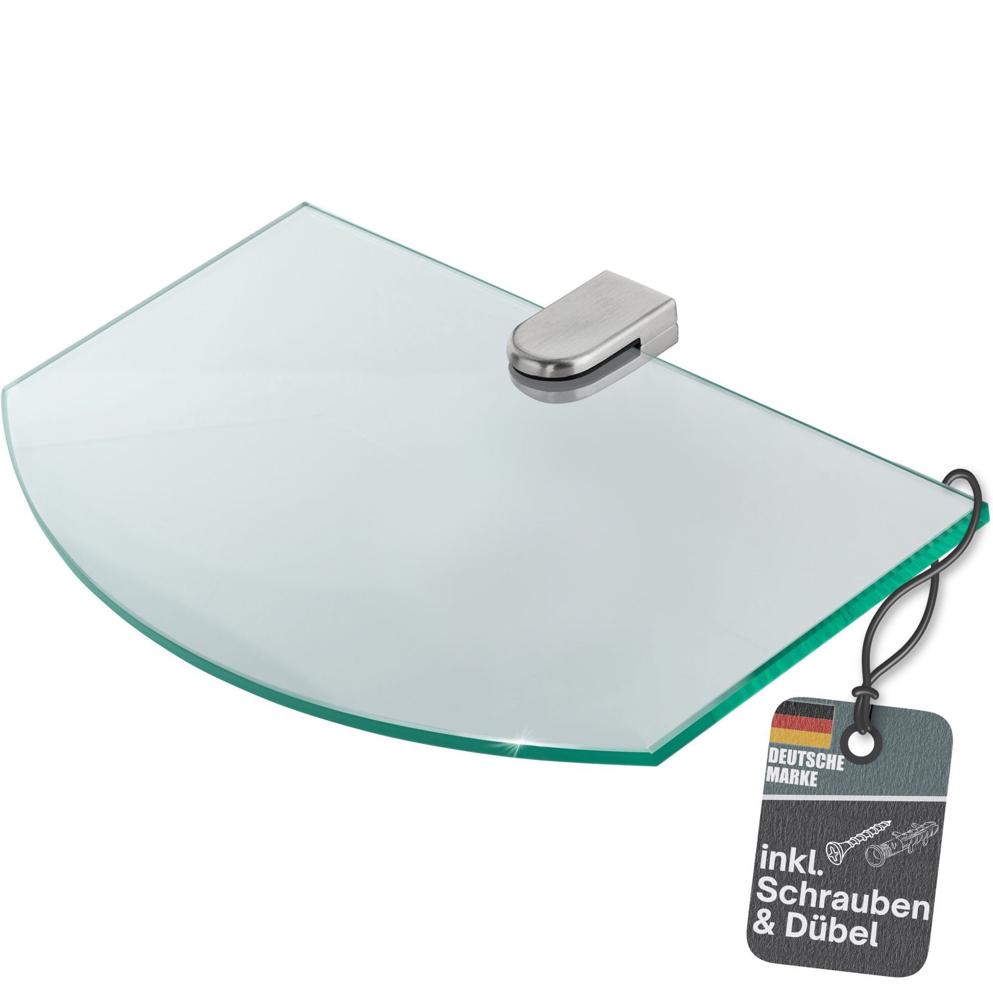 bonsport Badregal Glas Regal, Glasregal klar halbrund 25.4 x 14 x 0.6 cm