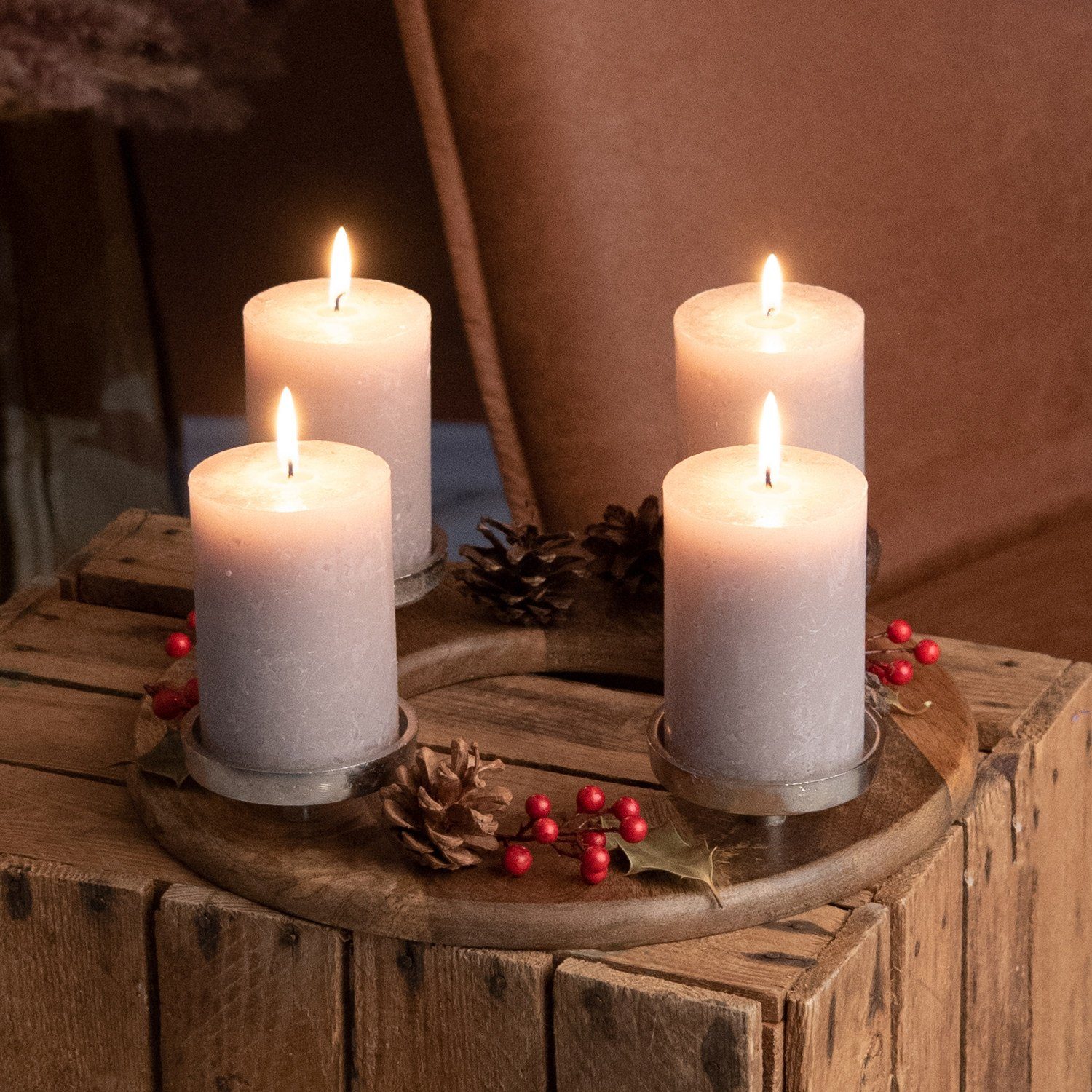 30cm Kamelio Kerzenständer Kerzenhalter Adventskranz Weihnachtskranz Holz Rund Advent