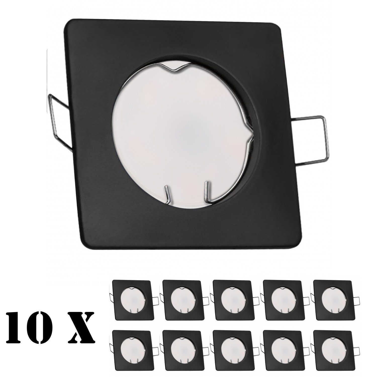 10er extra flach LED Einbaustrahler schwarz in LED 5W Set Einbaustrahler LEDANDO mit Leuchtmittel