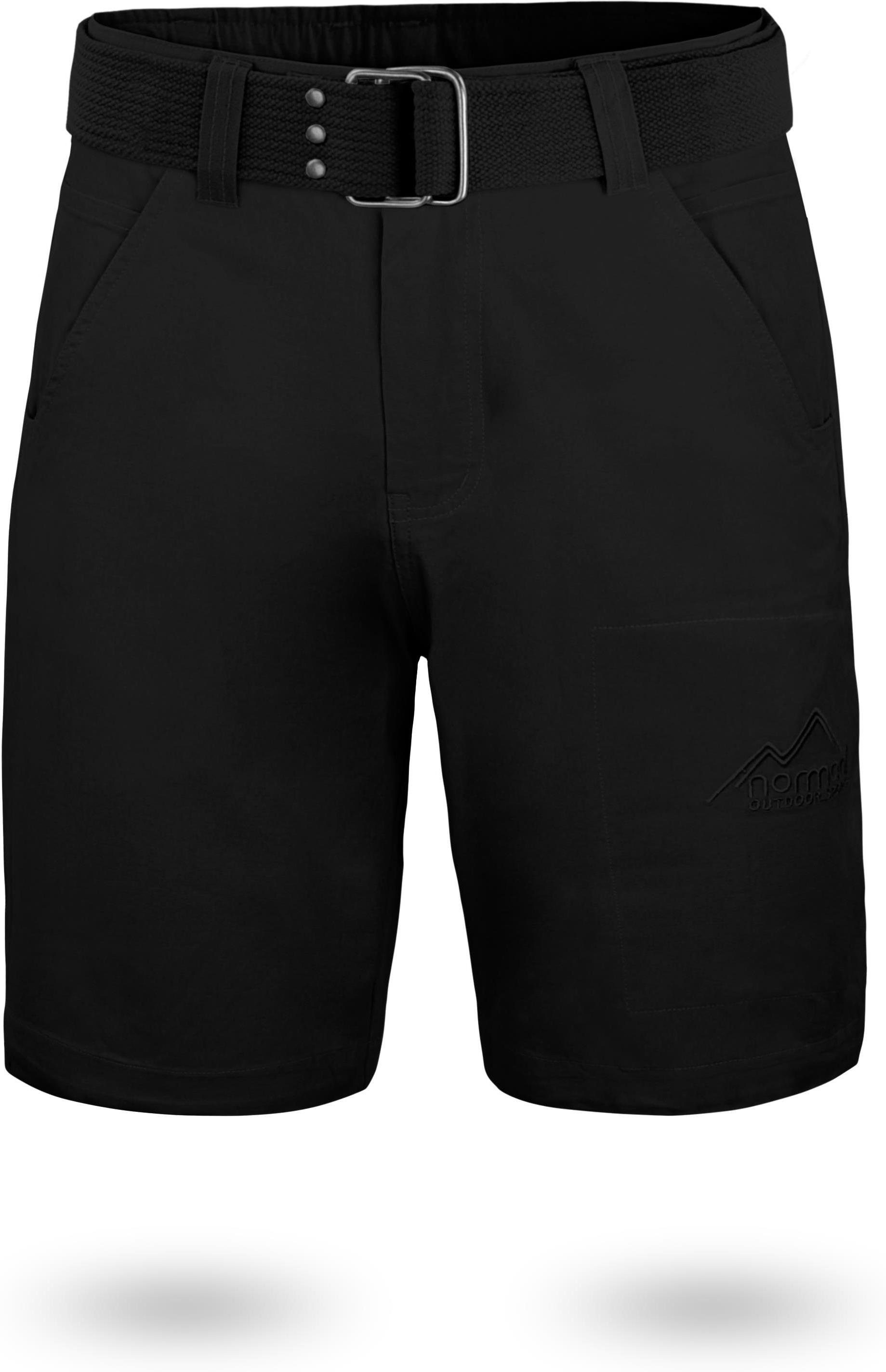 normani Bermudas Chino Shorts „Gobi“ mit Gürtel „Taklamakan“ Vintage Shorts kurze Sommershort mit invisible Zippertasche aus 100% Bio-Baumwolle Schwarz