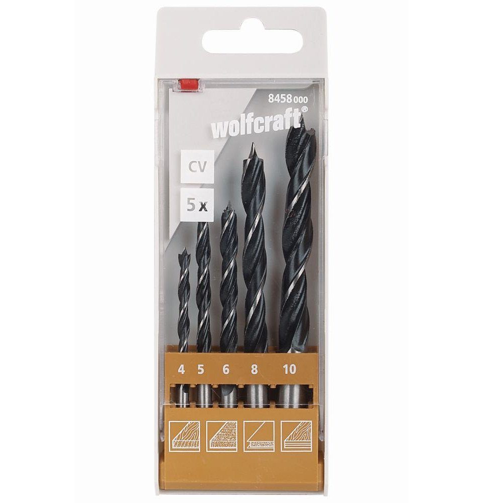 Wolfcraft Holzbohrer Wolfcraft Holzspiralbohrer-Set CV 8458000 Ø 4 - 10